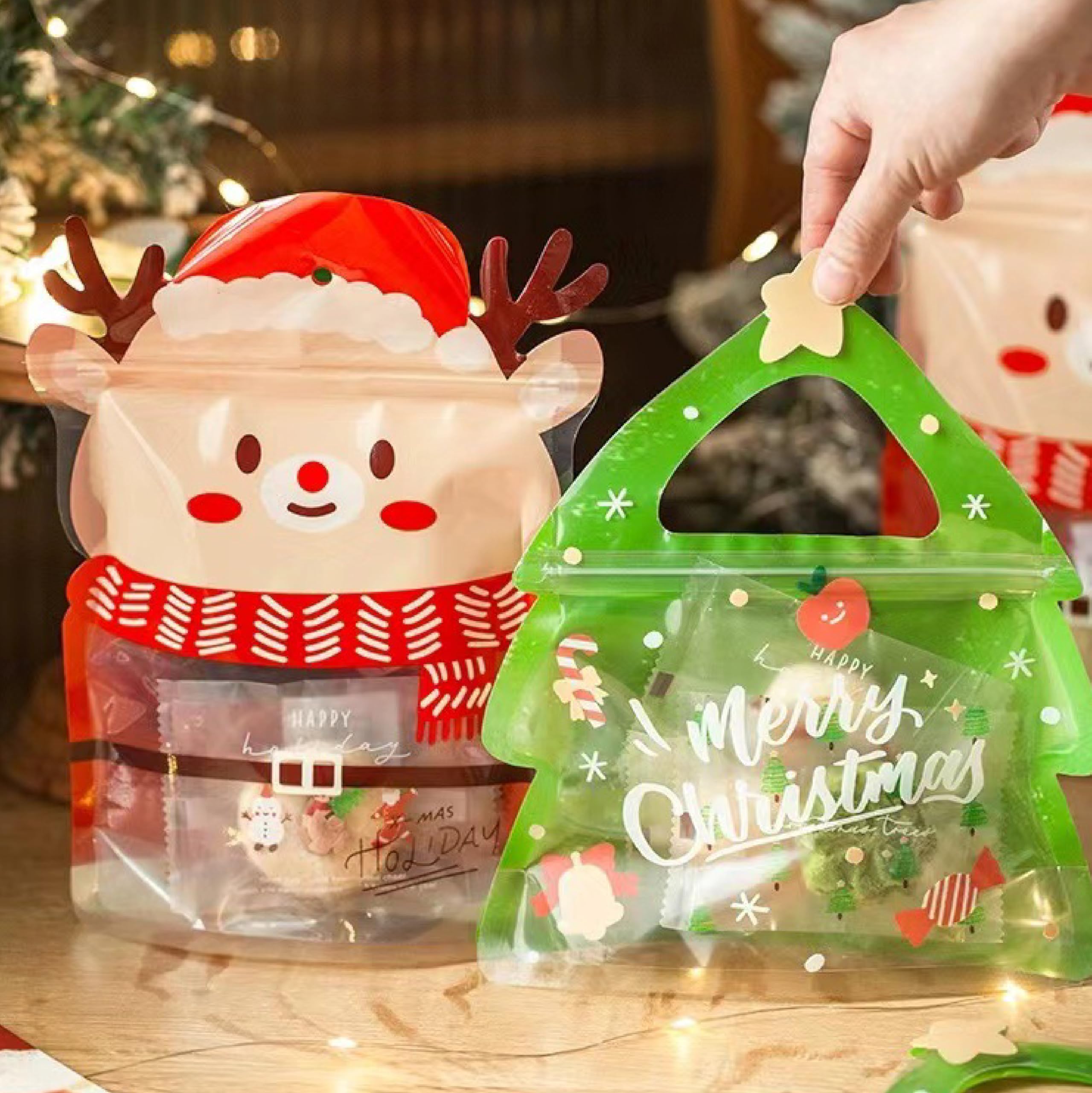 AOKELEON Bolsas de dulces para árbol de Navidad, 100 unidades (árbol de Navidad)