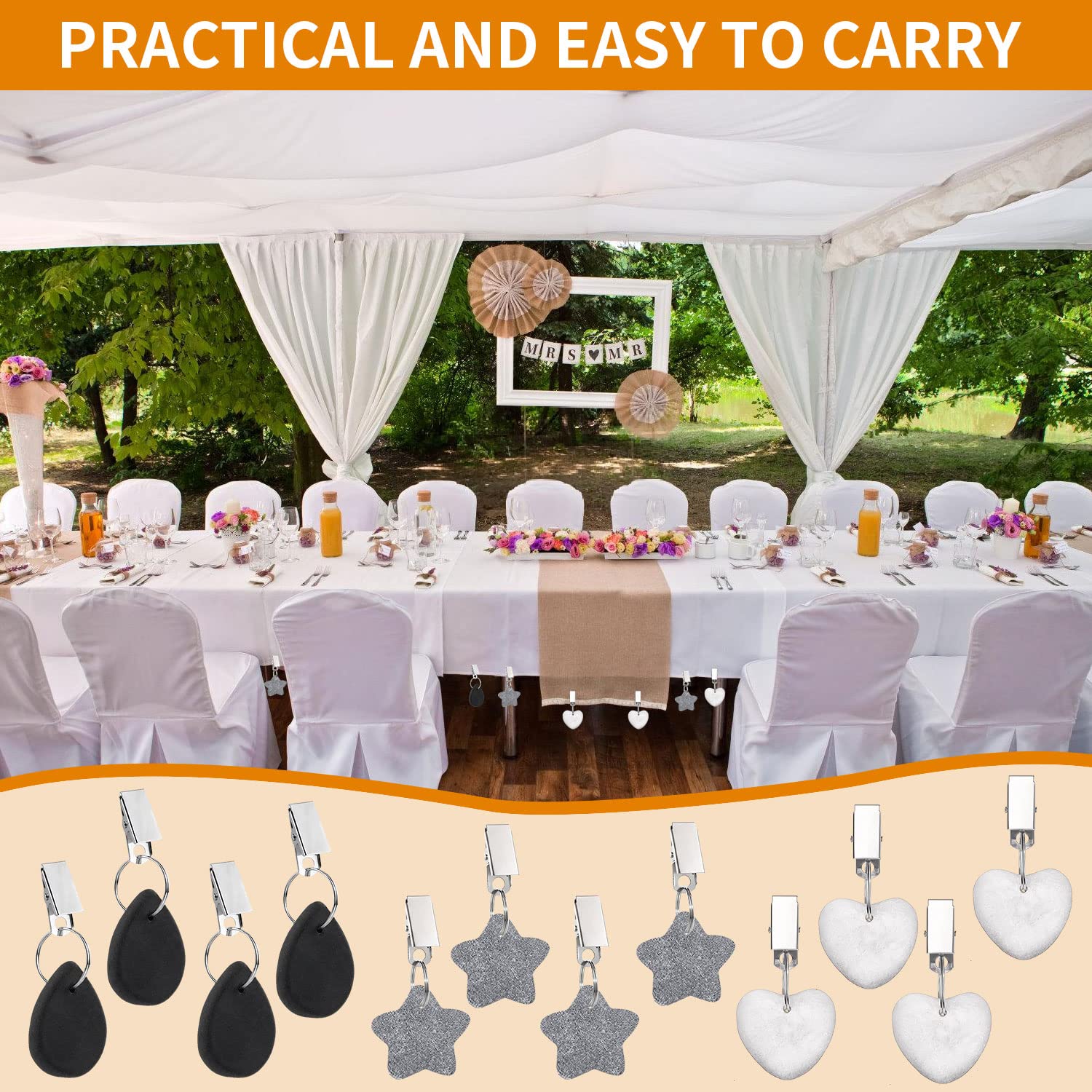 12 Clip Ferma Tovaglia In Acciaio Inox - 7x8 Cm, Per Tavoli Da Picnic, Matrimoni E Feste All'Aperto - Foto 2