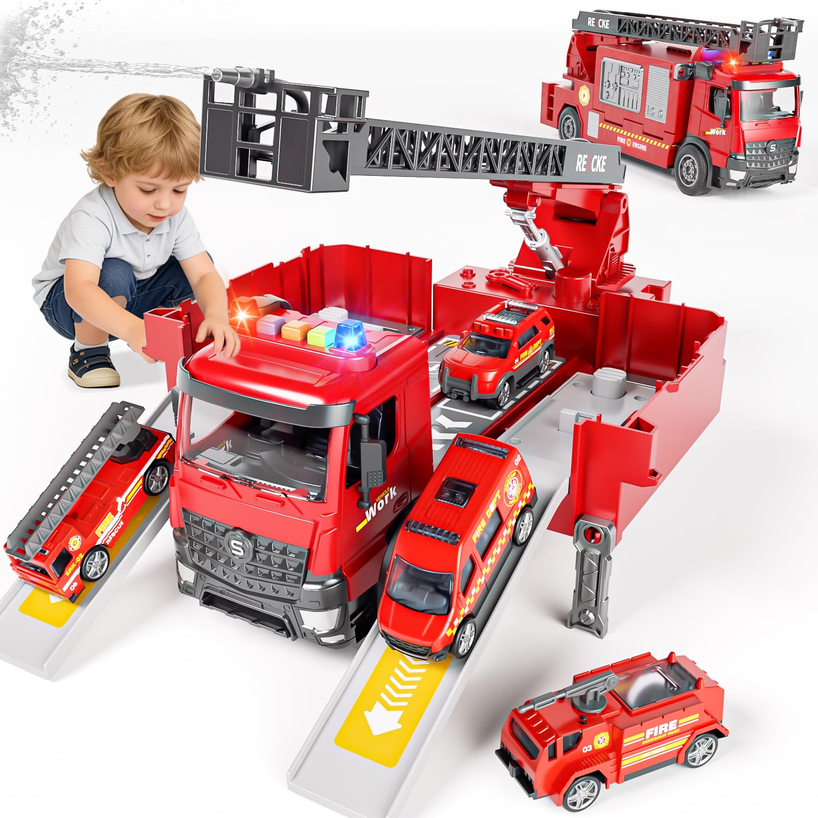 Doloowee Spielzeug für 1-jährige Jungen, 4er-Pack Friction Power Kids Bagger-LKWs, Spielzeugautos für 1+ 2-Jährige, Früherziehung Baufahrzeuge Kleinkinder Babys Kinderspielzeug für 3-jährige Jungen