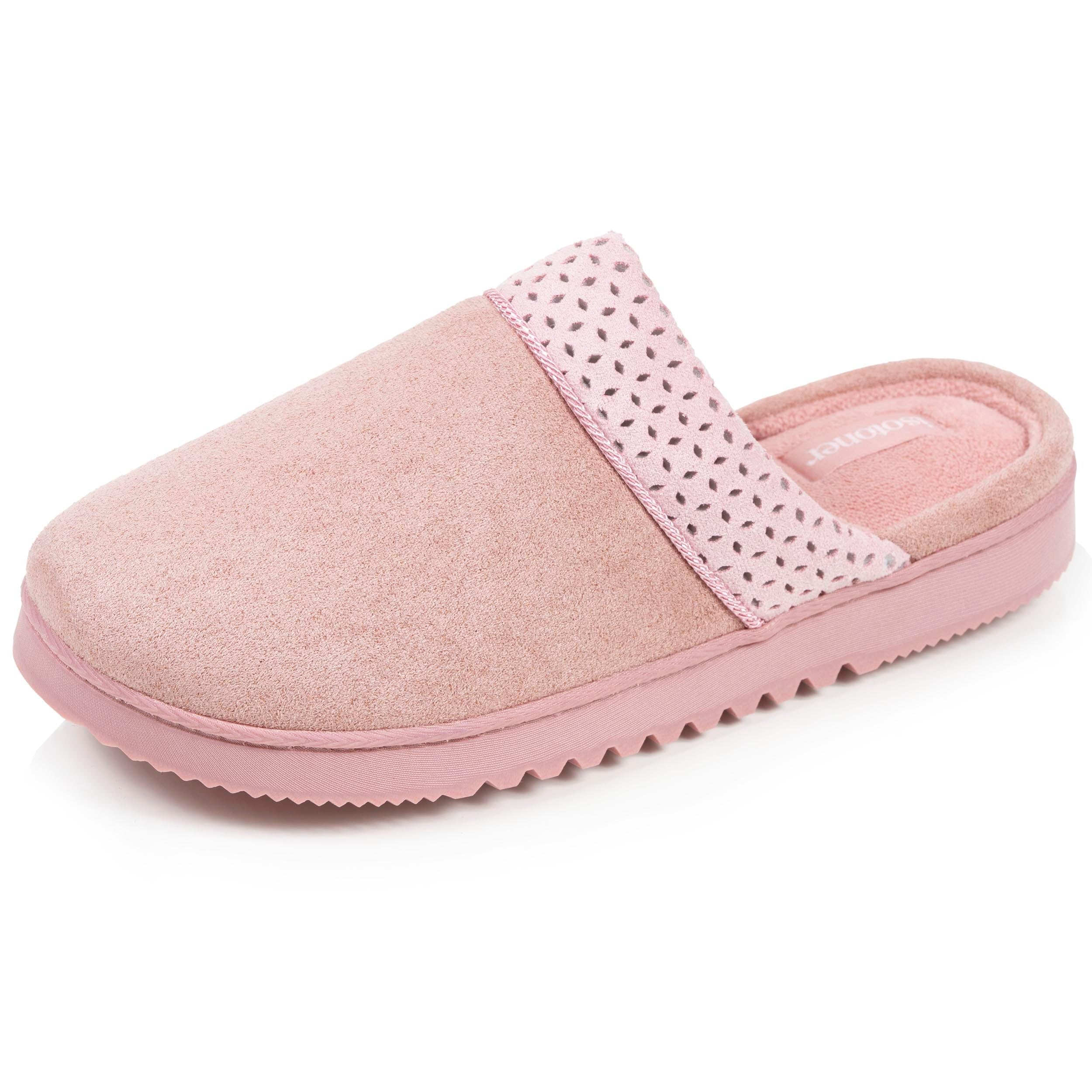 Isotoner Chaussons pantoufles Mules femme ultra confortables, en suédine, 40 EU, rose