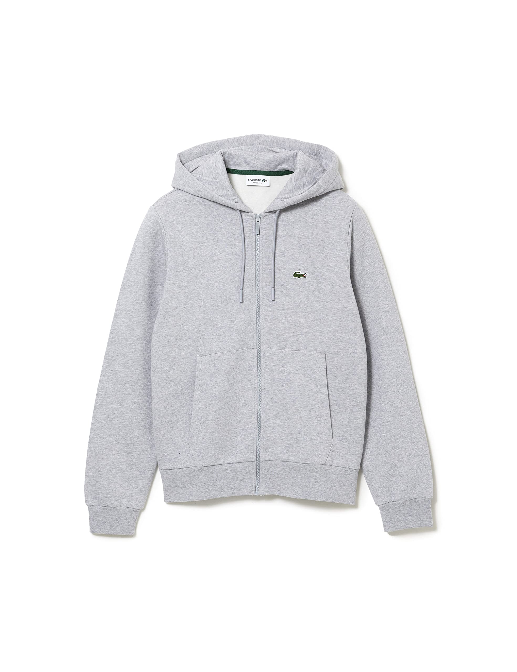 Lacoste Mens Zip Basic Fleece Hoodie Grey 3XL
