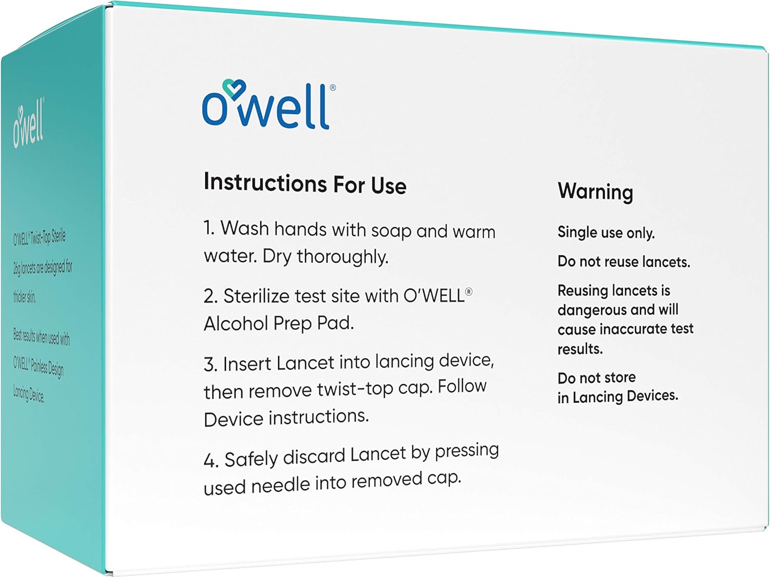 O’Well Twist Top Lancets 28 Gauge, 100 Count | Thick Needle Lancets for Blood Glucose & Keto Testing | Box of 100 Sterile Lancets : Health & Household
