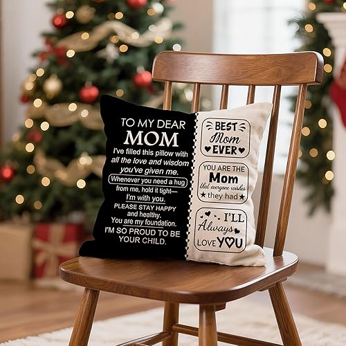 Miniatura 6 de Regalo de cumpleaños para mamá de hija e hijo, ideas de regalos para madre, mamá, Navidad, día de la madre, fundas de almohada decorativas de 18 x