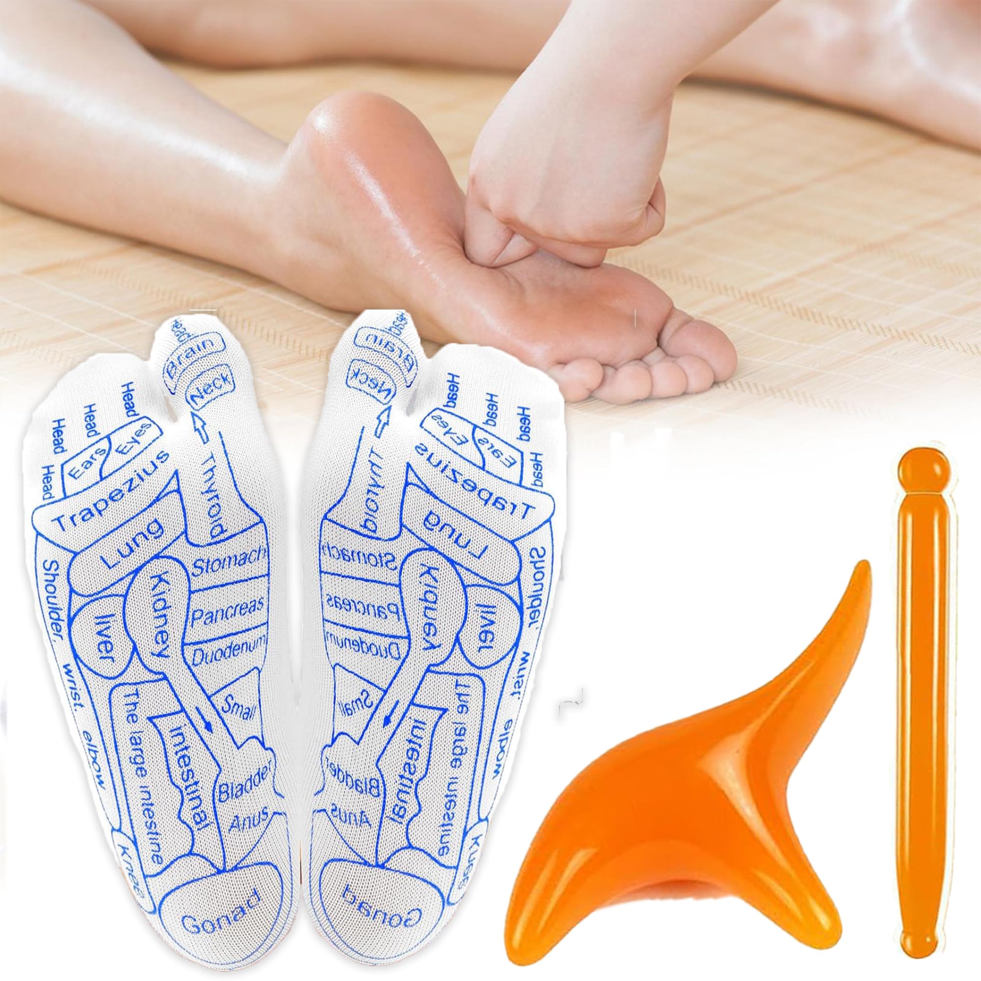 Reflexology Socks With Trigger Point Massage Tool, Foot Pain Relief and Acupressure Massager for Women, Chart of Both Sole and Instep 1 Pair, Multi