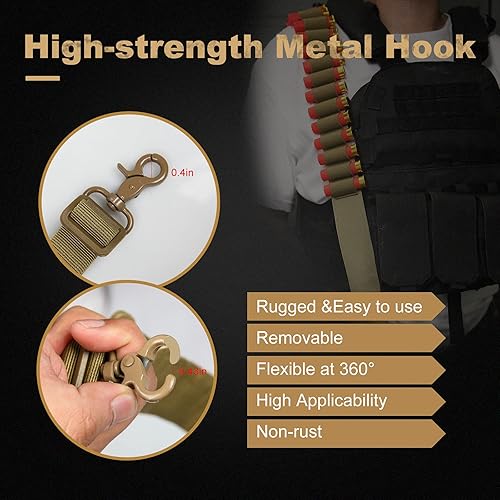 Miniatura 5 de Escopeta de 15 agujeros, cabestrillo de dos puntos, calibre 1220, bandolier, ajustable, elástico, nailon, accesorio QD