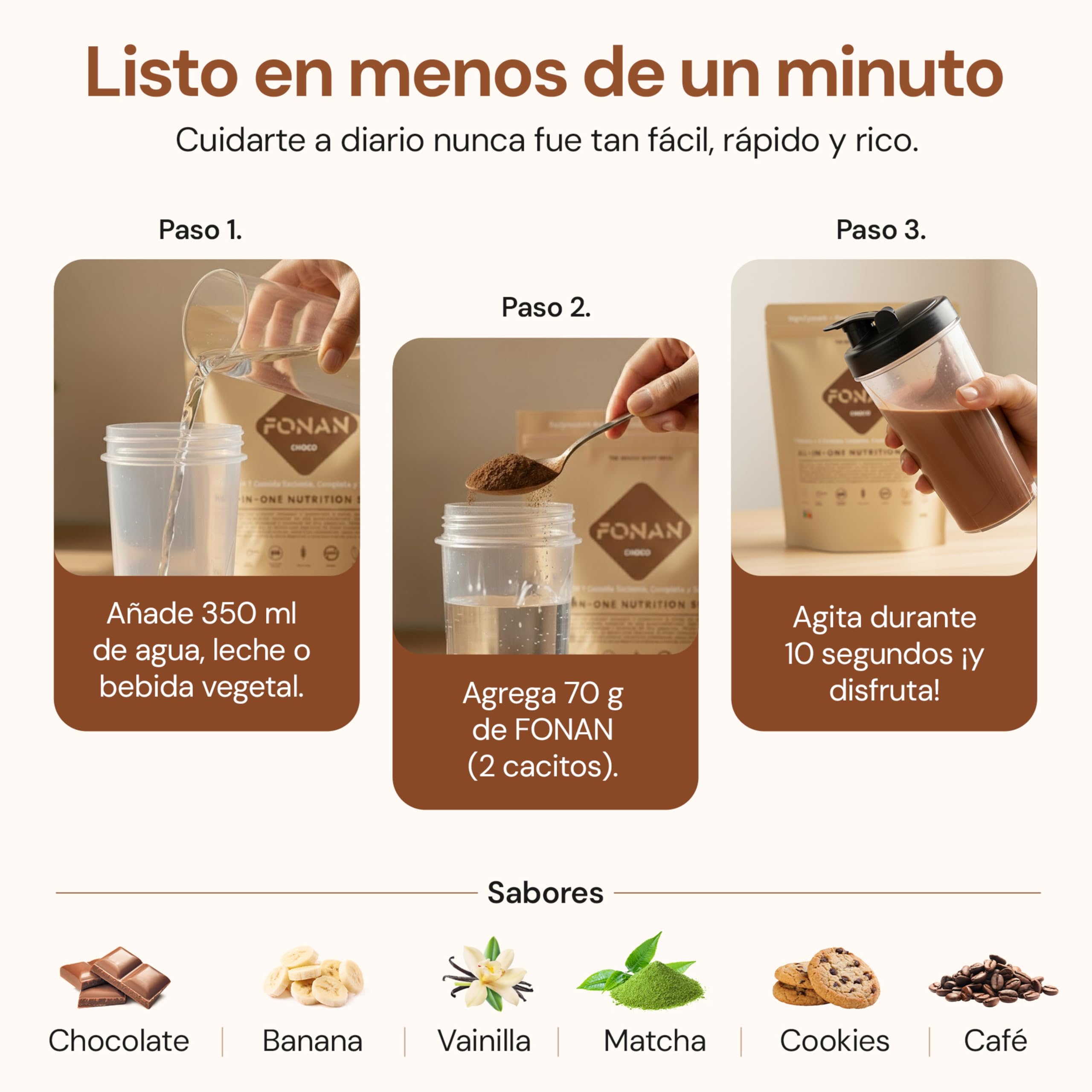 FONAN Batidos Sustitutivos de Comida y Desayuno con Enzimas DigeZyme y Probioticos - Batidos Saciantes Completos y Sanos con Proteina, Carbohidratos, Vitaminas, Minerales y Superalimentos COOKIES