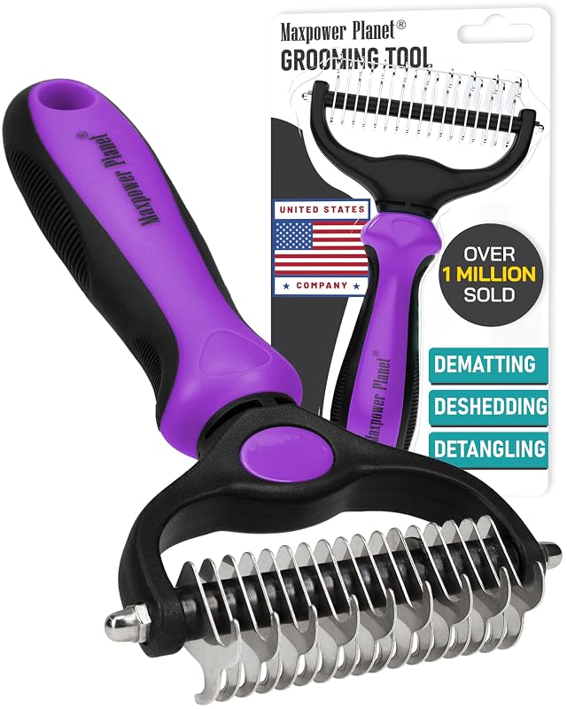 Pente para Gatos e Cães Dupla Face para Desembaraçar e Remover Subpelos Maxpower Planet Roxo, 1 unidade