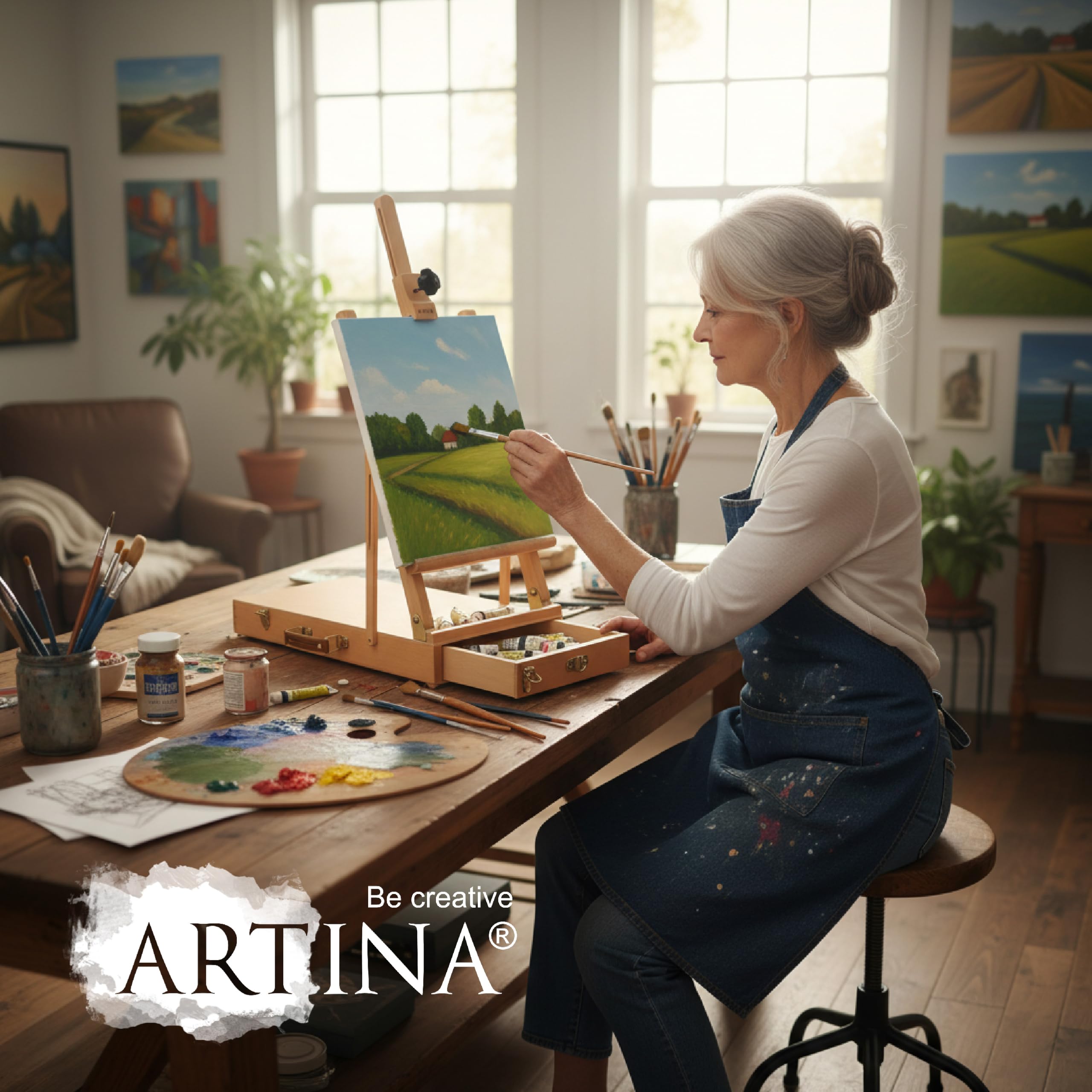 Artina coffret chevalet de table en bois de hêtre pour châssis entoilés
