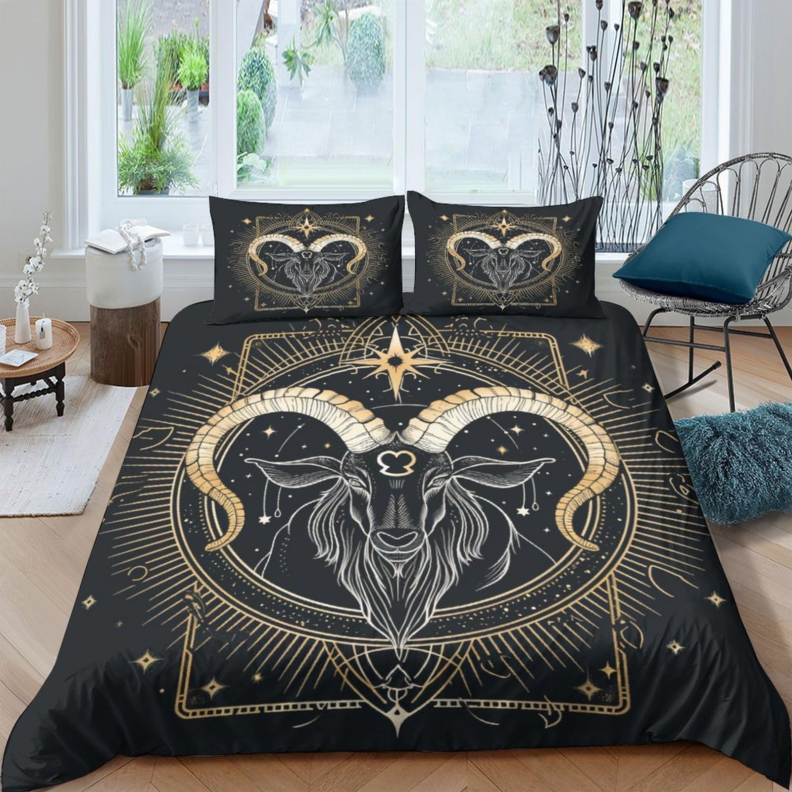 GPARSDDIO Capricorn Duvet Cover 3 PCS Hotel Quality Quilt Cover Bedding Bed Covers with Pillowcases with Zipper Closure Ultra Soft Anti Allergic Microfiber Double（200x200cm）