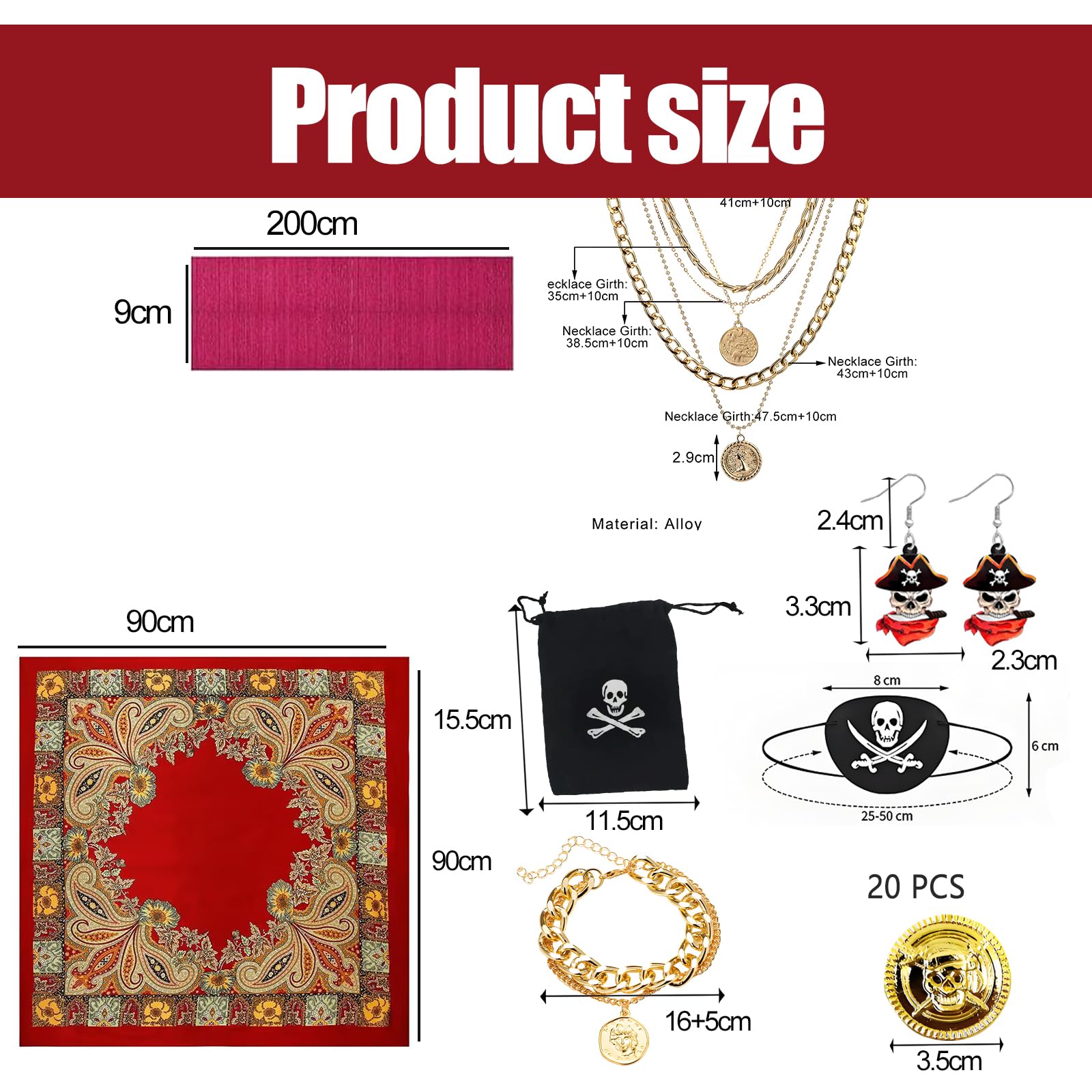 27 Pcs Pirate Costume Women - Image 2