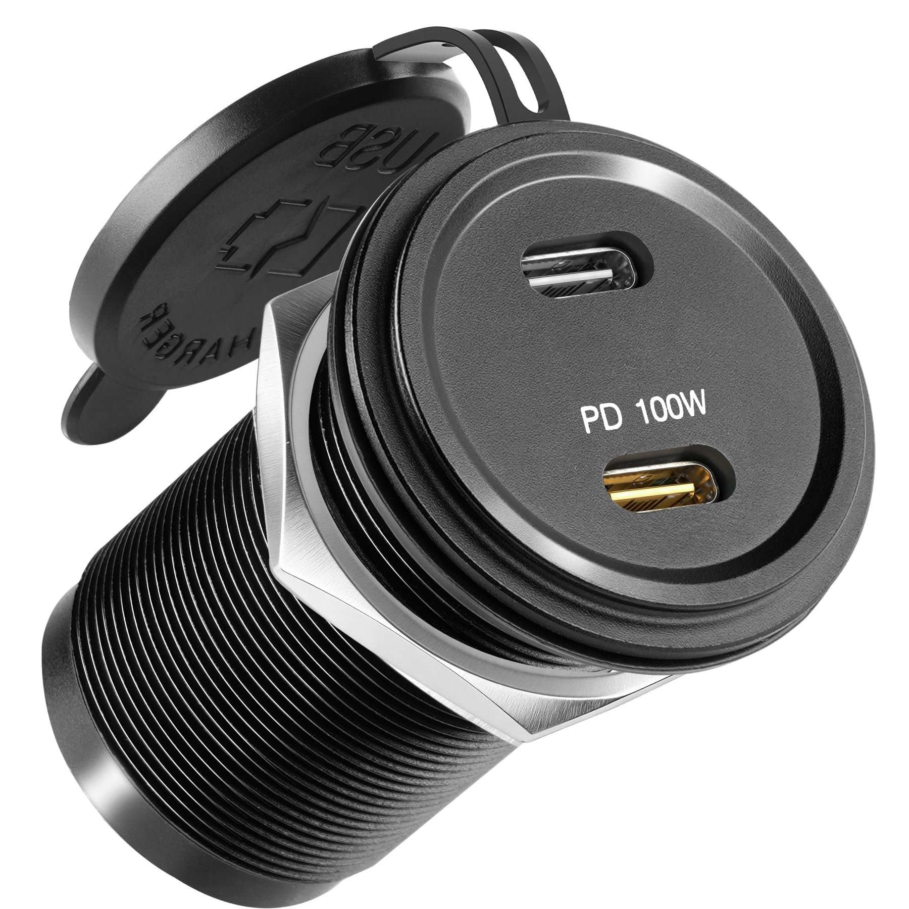 acegoo 12V USB C Steckdose 100W PD & 20W PD, Wohnmobil Auto USB Dose Buchse 12 Volt KFZ Wasserdicht Laptop Einbau Ladegerät für Camper Auto Motorrad Boot LKW Wohnwagen, 1 Stück