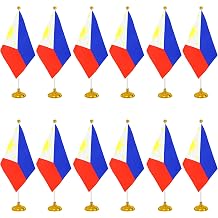 WXTWK 12 Pack Philippine Flag Filipino Desk Flag Small Mini Filipino Table Flags With Stand Base,Home Office Festival Events Celebration Decorations