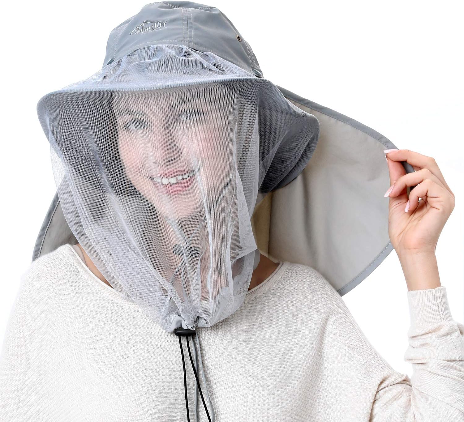 Palmyth Mosquito Head Net Hat Safari Hiking Fishing Hats Sun Protection Water Repellent Bucket Boonie Hats with Removable Neck Flap and Hidden Net UV UPF 50+ from Bug Insect for Men or Women Outdoor