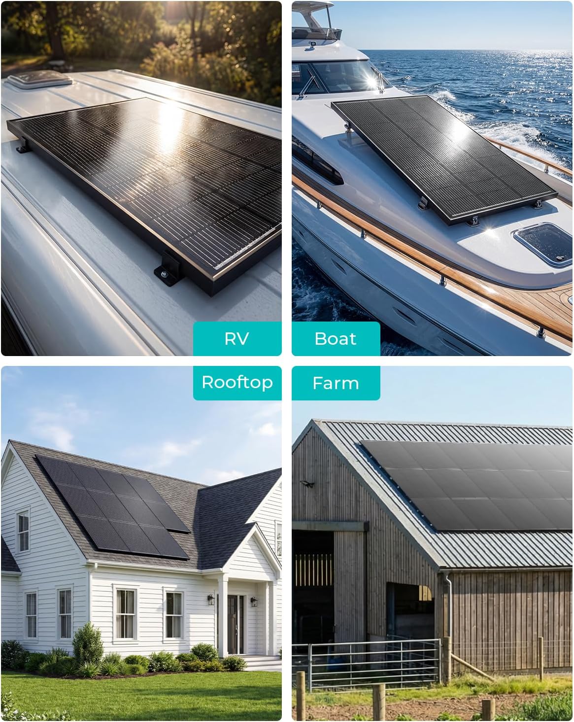 200 Watt Solar Panel, 2 Pack 100W Solar Panels, N-Type 16BB 12V Solar Panel with 25.6% Conversion Efficiency, Monocrystalline Modules for RV Power Systems, Marine, Cabins & Off-Grid System