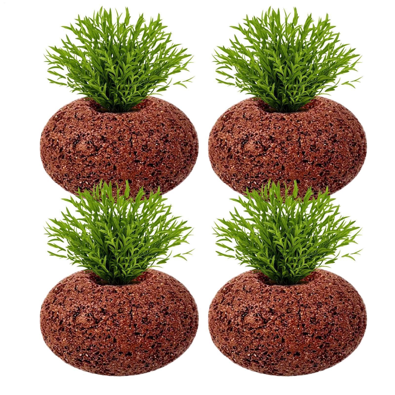 Soporte para plantas de acuario, piedra volcánica, anillo ovalado para decoración de peceras, piedras decorativas, pesos de plantas para camarones de agua dulce y paisajes acuáticos