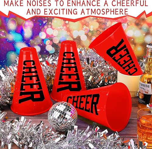 Miniatura 5 de Meooeck 12 piezas de megáfono de animadora roja Noisemaker a granel accesorio de fiesta de plástico para animadoras pequeñas megáfono director de