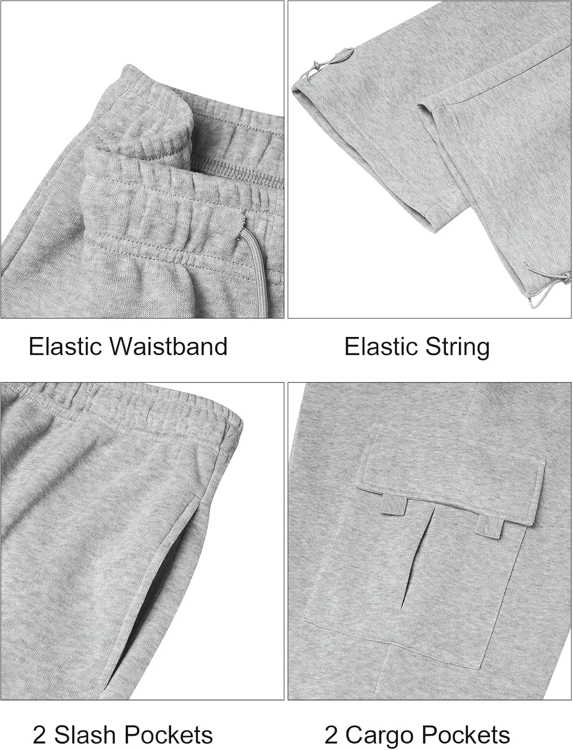 Auxo Mens Sweatpants Open Bottom Baggy Loose Fleece Cargo Sweat Pants Casual Heavyweight Sweatpants with Pockets - Image 7