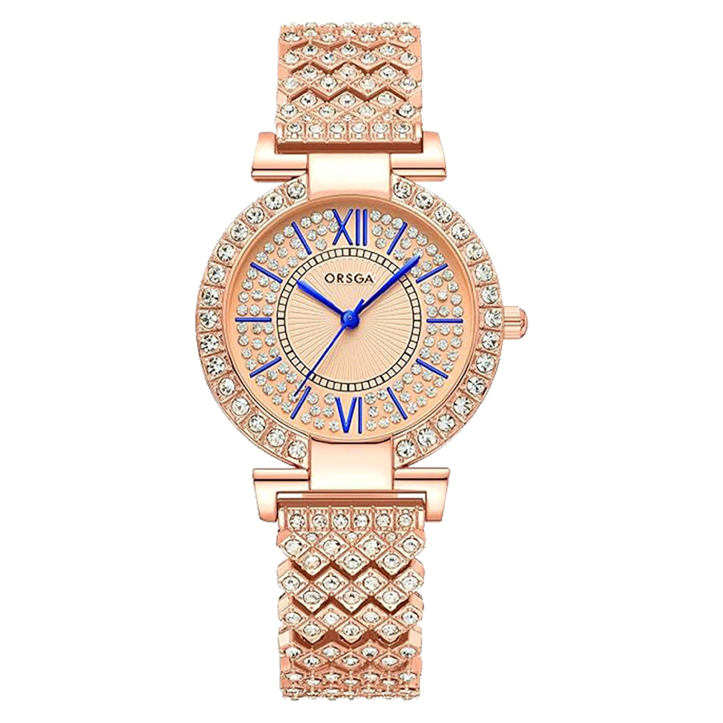 ORSGA Stainless Steel Celestia Gold Dial Studded Rose Gold Analog Watch For Women (B0CRZ64TR8) Amazon Price History, Amazon Price Tracker