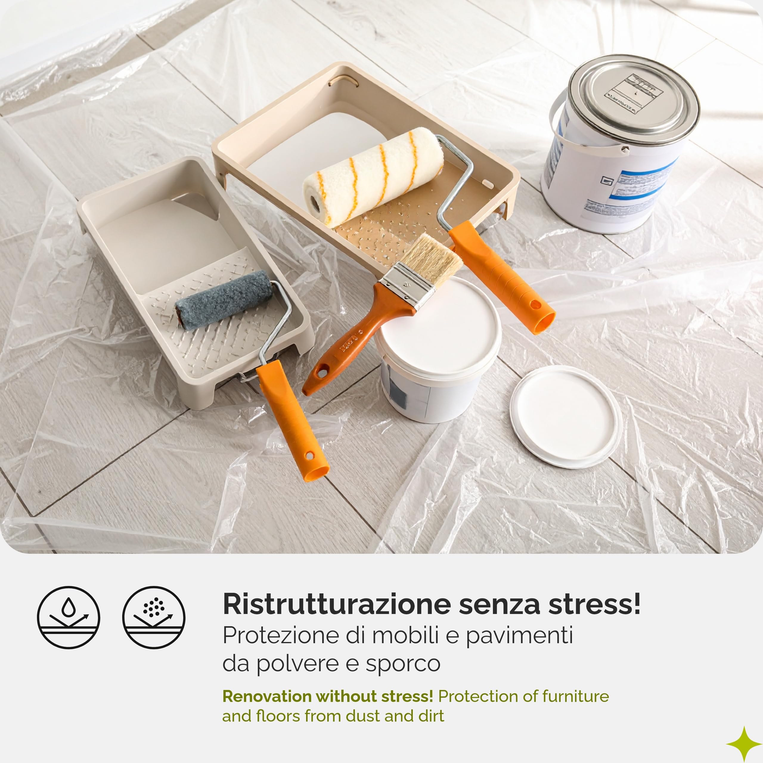 Garronda Telo per Imbiancare 4x5 m, 6 pezzi, Multiuso Teli per imbiancare HDPE 5 micron, Telo copritutto da esterno per pittura e lavori, trasparente, coperture, GD-0166