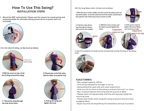 Miniatura 2 de Columpio sensorial para niños con colgador giratorio de 360  Hamaca sensorial de terapia impresa de doble capa para niños y adultos con autismo,