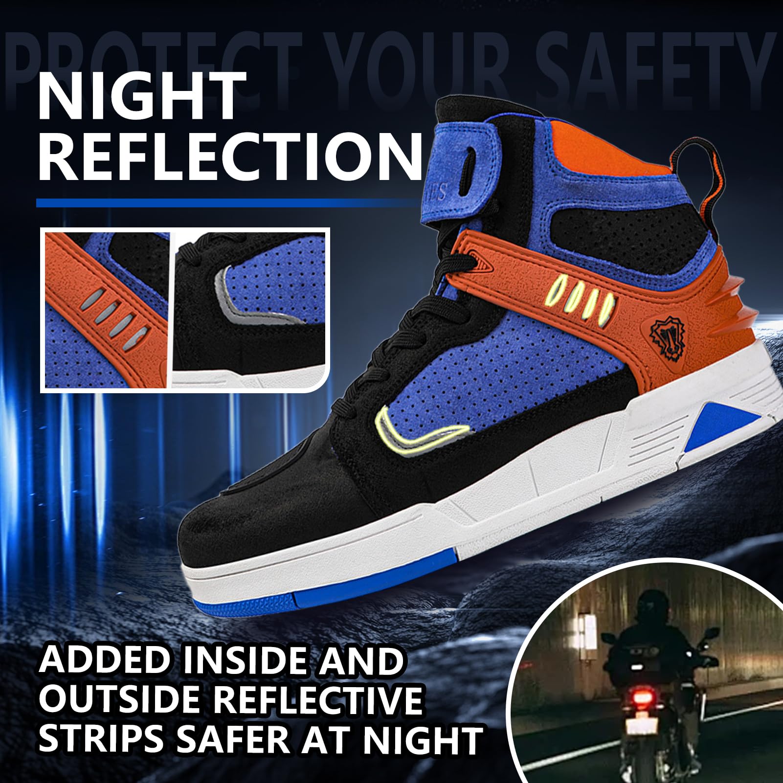 Botas Moto Hombre Zapatos de Motocicleta para Hombres,Zapatillas de Moto Hombre Antideslizantes,Transpirables Botas de Motorista Casuales de Calle