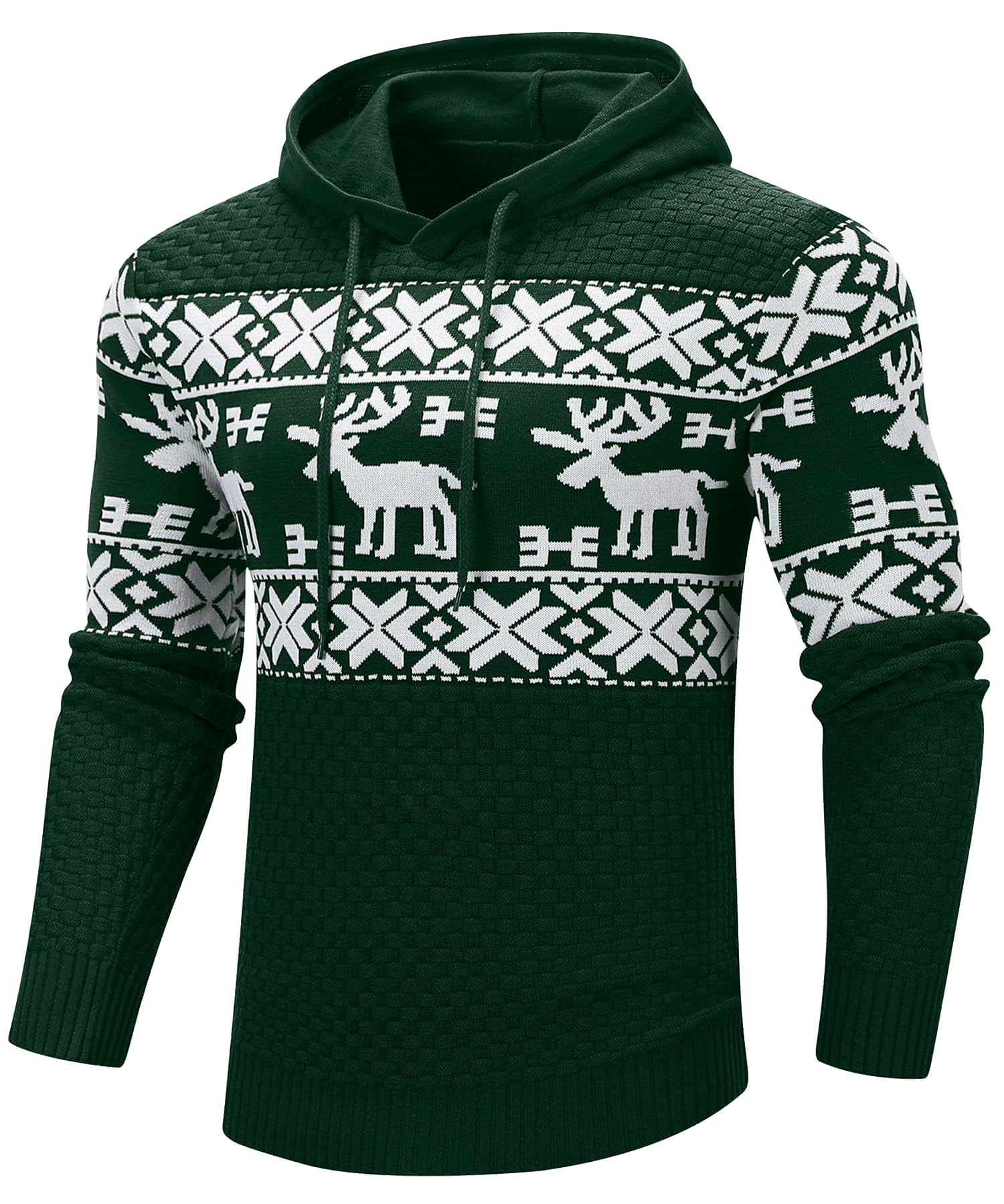 Zaitun Mens Hooded Sweatshirt Long Sleeve Knitted Pullover Sweater
