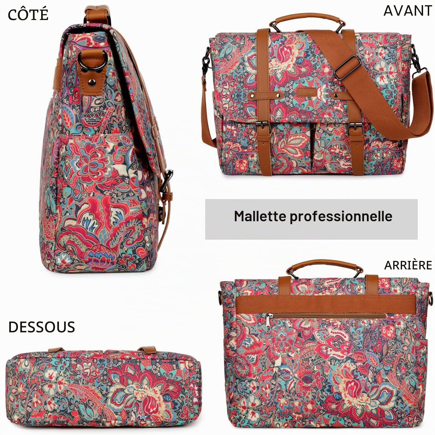 BAOSHA YL-01 Sac à bandoulière pour femme avec impression pour ordinateur portable 15,6"