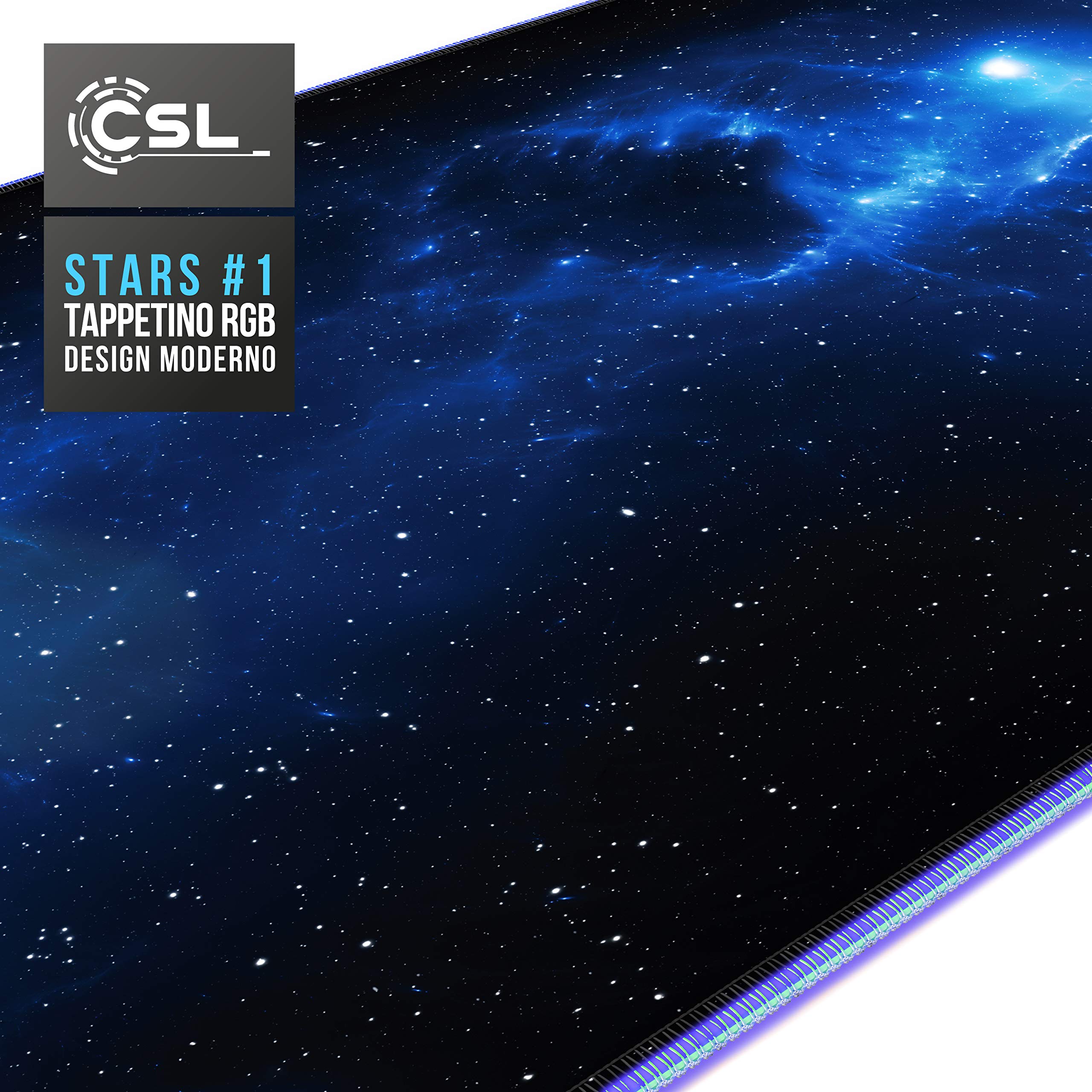 TITANWOLF - RGB Tappetino per Mouse da Gioco XXL - Mouse Pad Gaming - 800x300mm - Stars11 LED Colori e Effetti di Luce - Precisione e velocità - Lavabile - per Computer PC e Laptop -