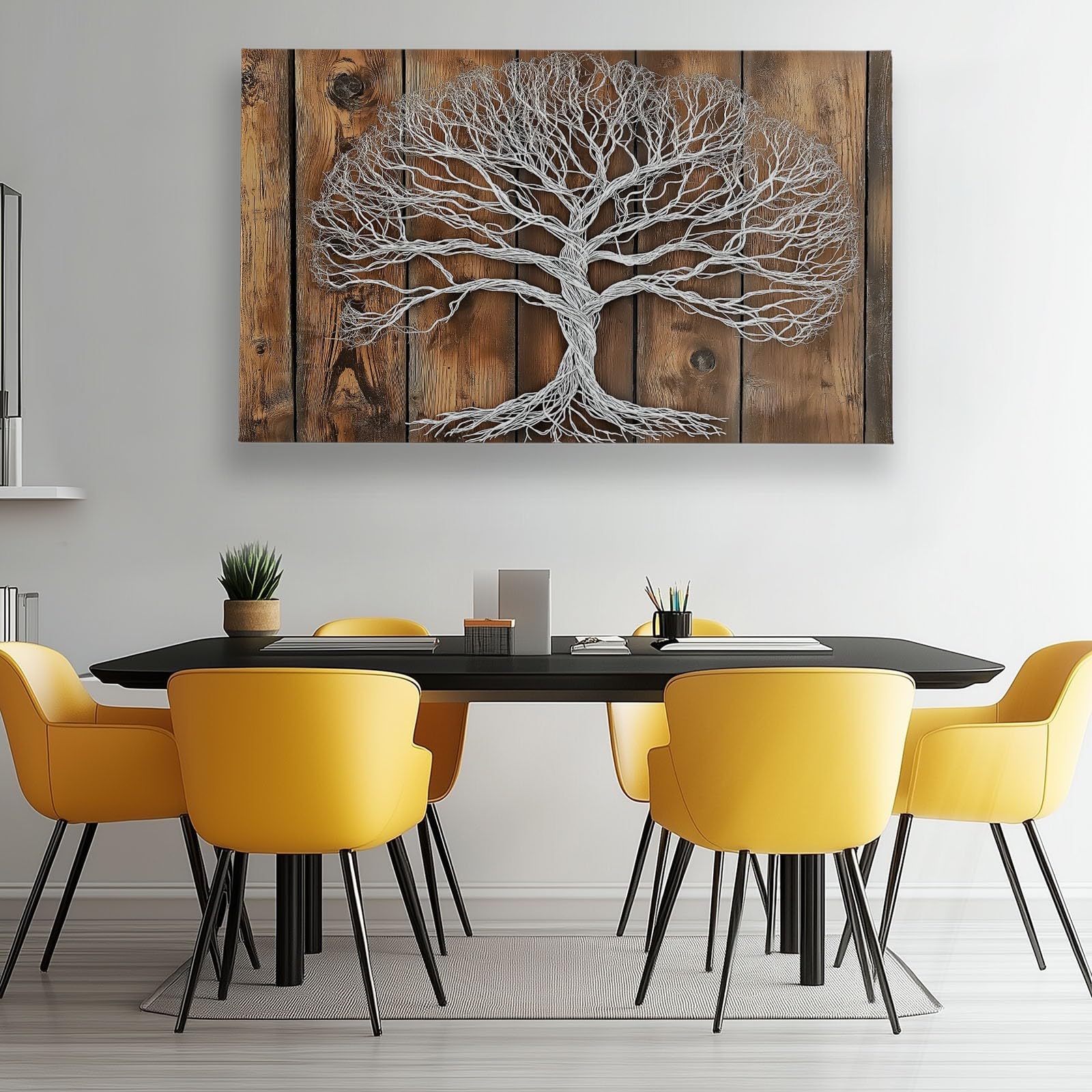 Genérico Textura Madera Decorativos Cuadro Árbol La Vida Abstracto Moderno Cuadro Lienzo Para Salón Dormitorio Comedor Oficina Decoración Pared 160 x 80 cm Sin Marco