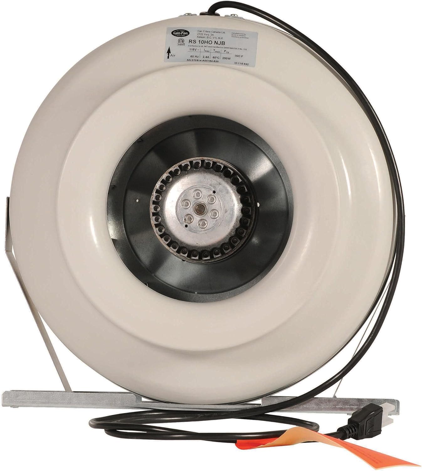 Can RS4HO High Output Centrifugal Inline Fan, 165 Cubic Feet Per Minute