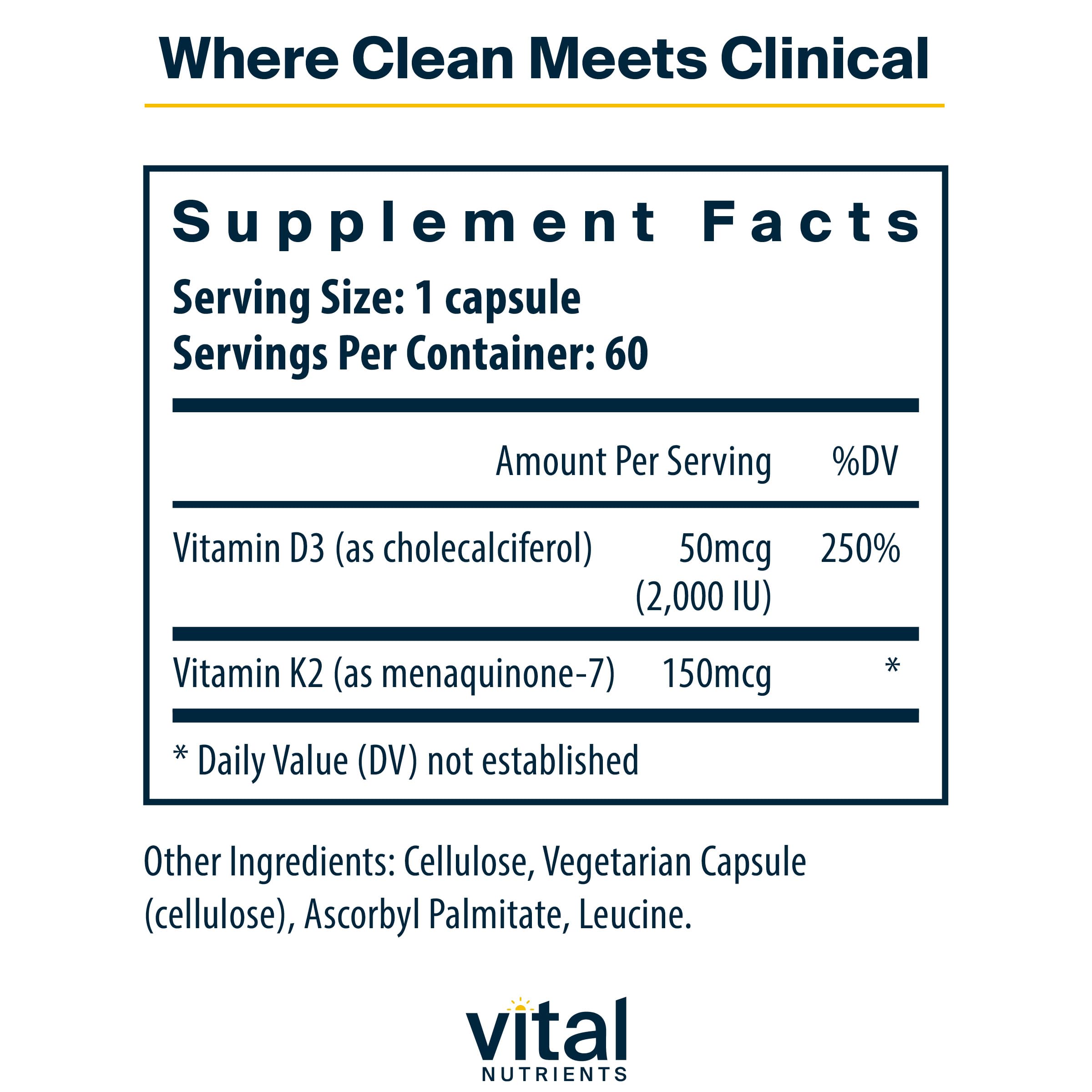 Vital Nutrients Vitamin D3 + K2 2,000 IU, 60 Capsules — Amazon image 2