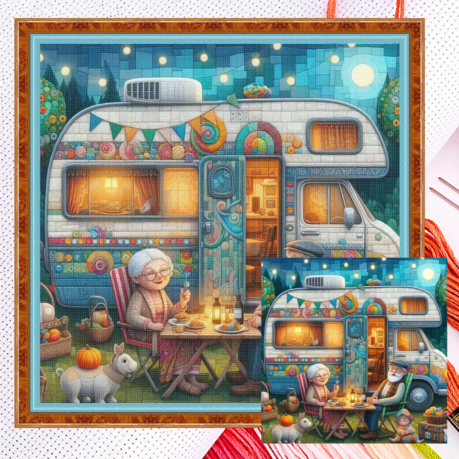 Poetrydraw Multicolor Car Full 11Ct 3 Strands Diy Counted Cross Stitch Kits For Beginners Adults Gift Home Wall Decor Embroidery Needlepoint Starter Kits 40X40cm (Car)
