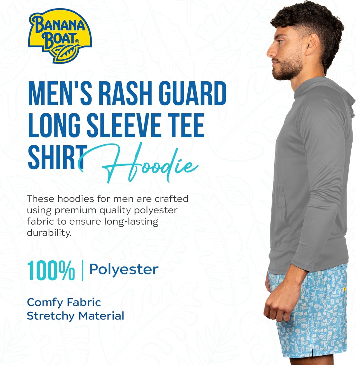 Banana Boat Men's Rash Guard Long Sleeve tee Shirt Hoodie for Men