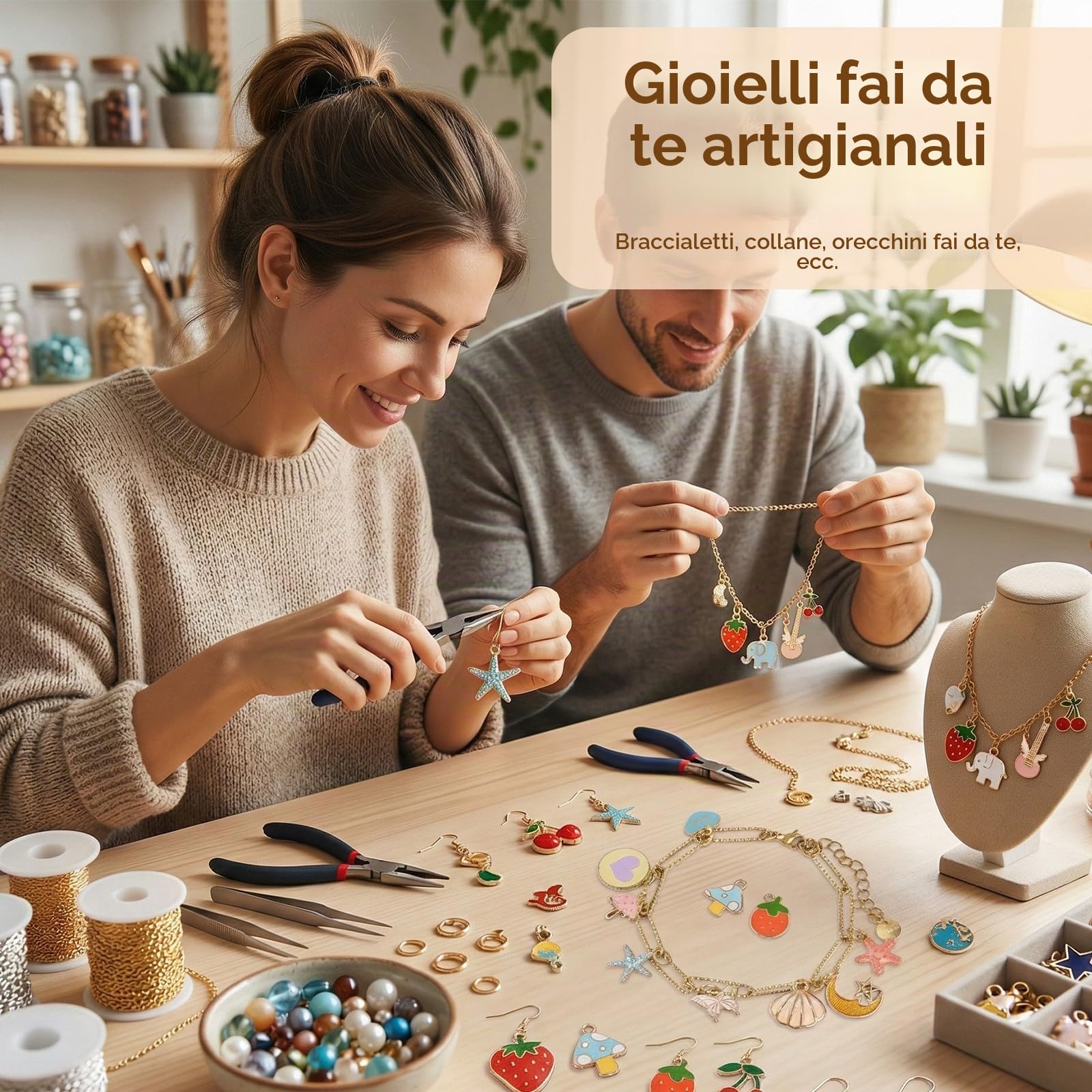 60 Pezzi ciondoli per collane fai da te, mini ciondoli colorati, per bracciali, braccialetti fai da te, Charms in Lega, di Creazione di Gioielli