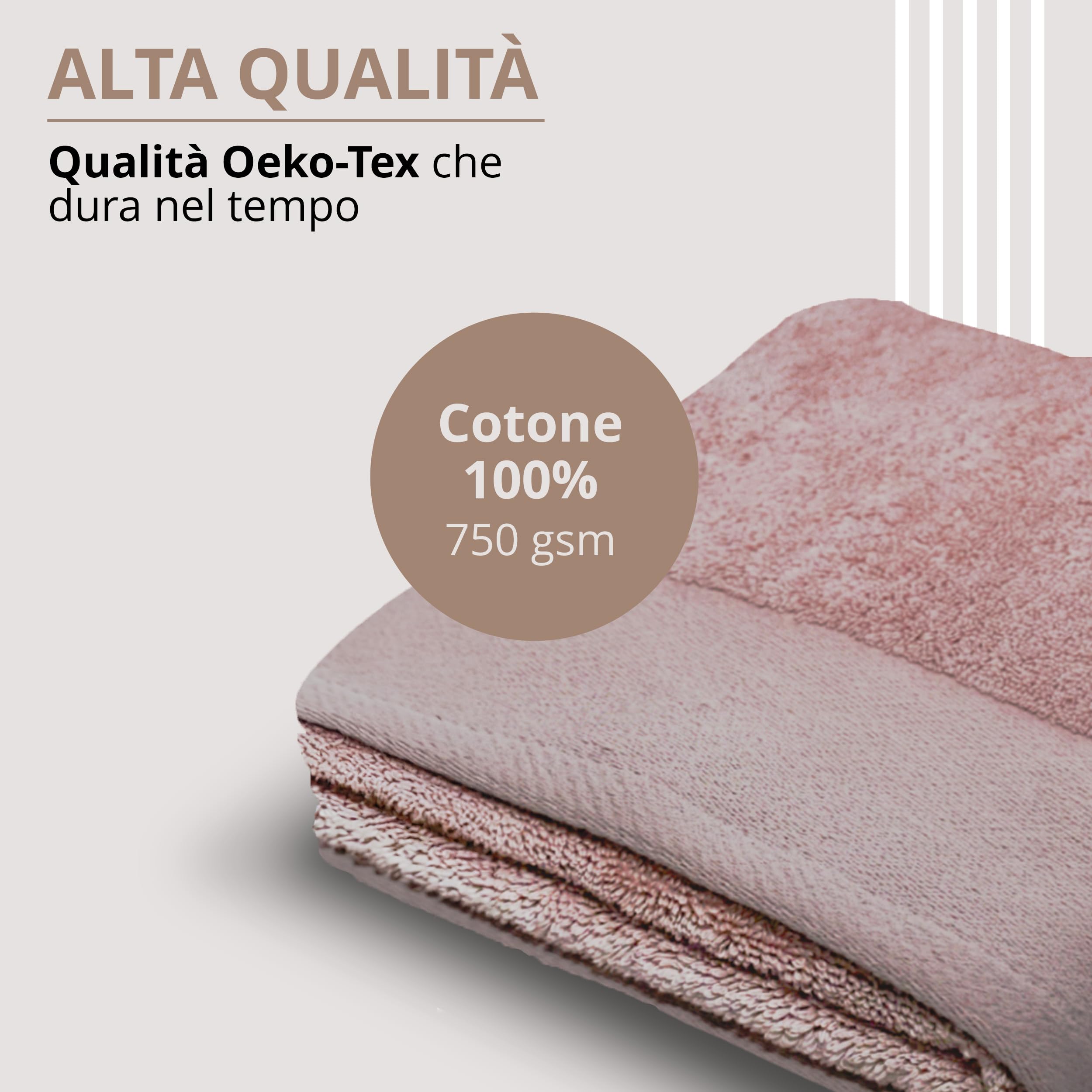 casaviva - Set Asciugamani Bagno 100% Cotone Sublime 750 GSM - Asciugamani Cotone Oeko-Tex Extra Morbido e Assorbente - Set Asciugamani 4 Pezzi - ROSA CIPRIA