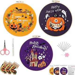 Nyrvexa Happy Halloween Embroidery Kit for Beginners Adults (Halloween 3A)