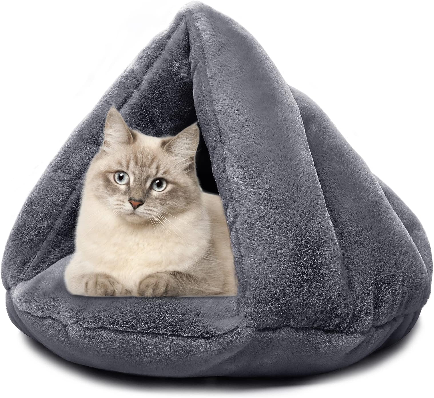 Warming Cat Beds Kitten Bed Winter Cat Cave Small Dog House Puppy Bed Cozy Cat Burrow Soft Plush Cat Dome Comfortable Pet Supplies Snooze Triangle Nest for Indoor Cats