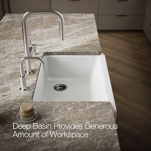 Vista 110 de Kohler Fregadero de la granja Kohler Whitehaven, Frente al delantal altos, K-6489-0, Blanco