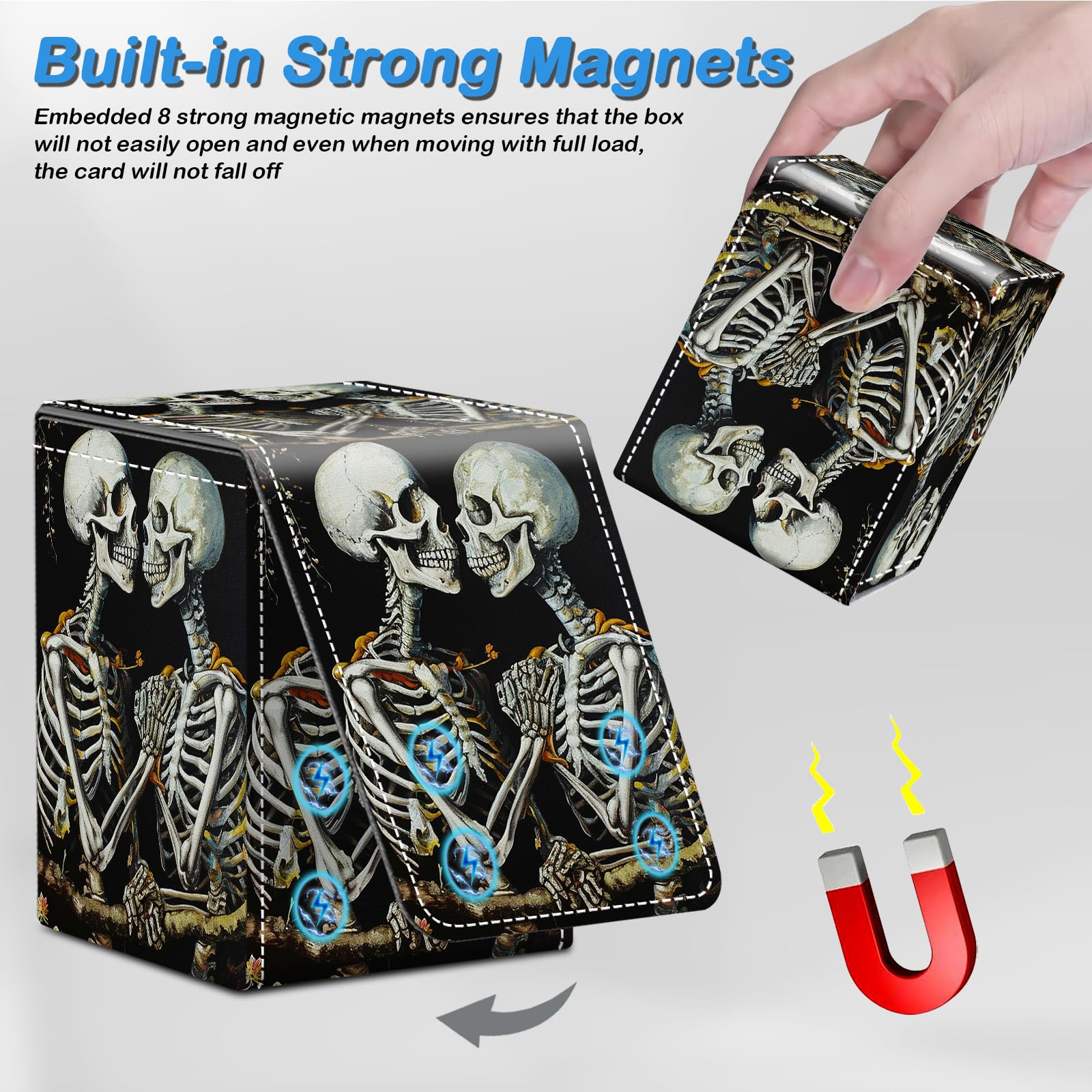 Amazon.com: CAPAUNVDA Card Deck Box for MTG Commander Trading Cards with  Magnetic Closure,Premium Card Storage Box Case Cover for MTG TCG CCG Magic  Cards,Skeleton Lover : Toys & Games