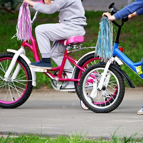 Miniatura 5 de Kit de accesorios de decoración de bicicleta para niñas, cesta de bicicleta tejida a mano, cuentas de radios de rueda de bicicleta para niños, cinta