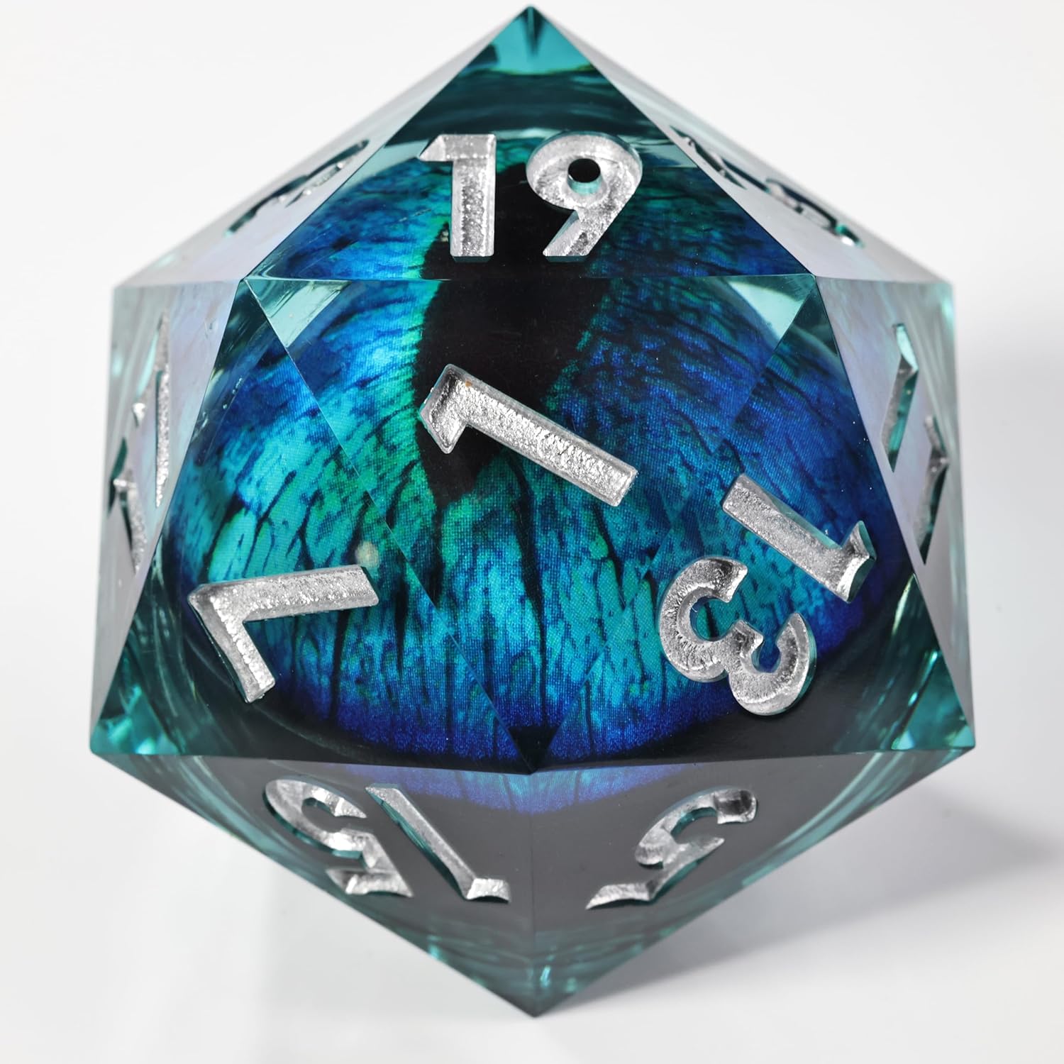 Mini Planet 50mm Chonk D20 Polyhedral Sharp Edge Dungeons and Dragons Tabletop Games Liquid Core Dragon Eye Dice