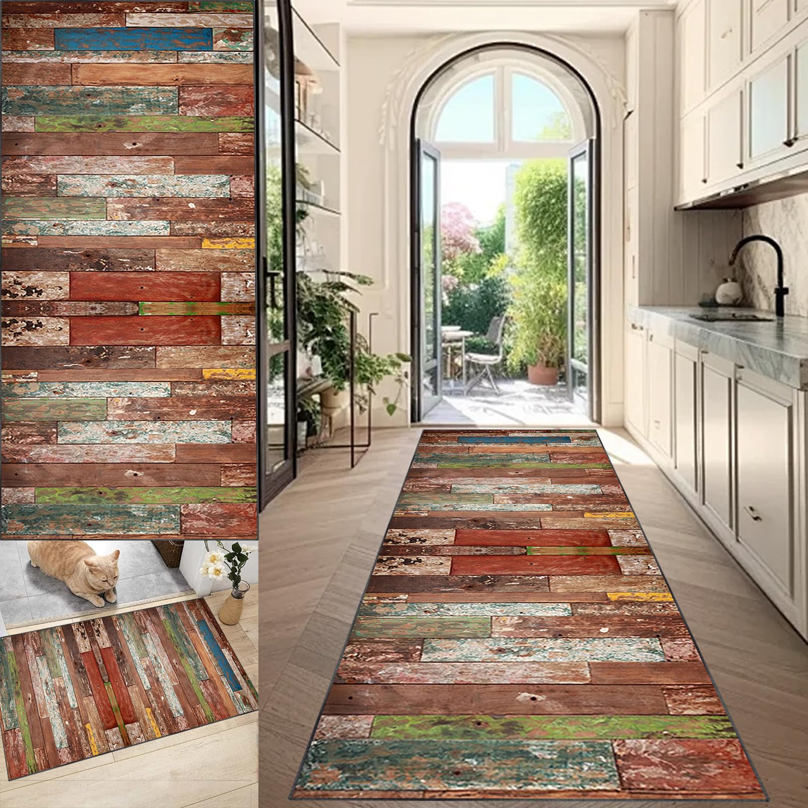 Hallway Runner Rug Non Slip Carpet Runners for Hallways Kitchen Mat Washable Long Hall Runner 110 x 200 cm Narrow Rugs Area Rug Runner Floor Carpet Runner for Corrido Bedroom Laundry Room Door Mats