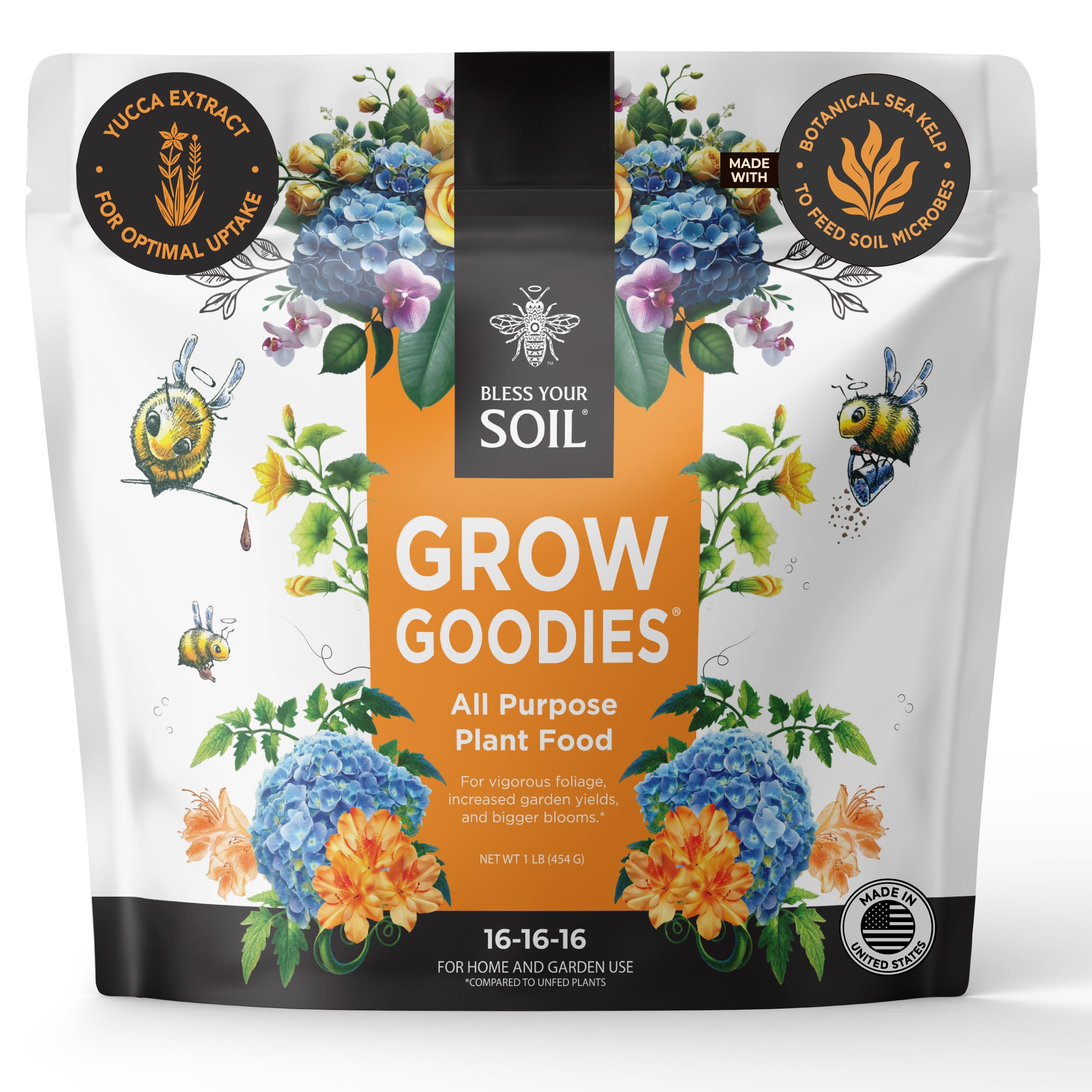 Amazon.com : All Purpose Plant Food - Grow Goodies, High-Performance  Fertilizer, Triple 16 NPK + Organic Superfoods and Micronutrients (Roses,  Vegetables, Orchids, Tomatoes, Gardens, 1LB) : Patio, Lawn & Garden