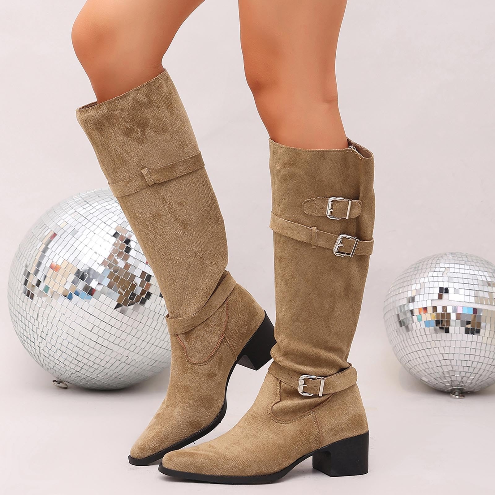 Stiefel mit modischen Schnallendetails für vielseitige -Party- Abendgarderobe