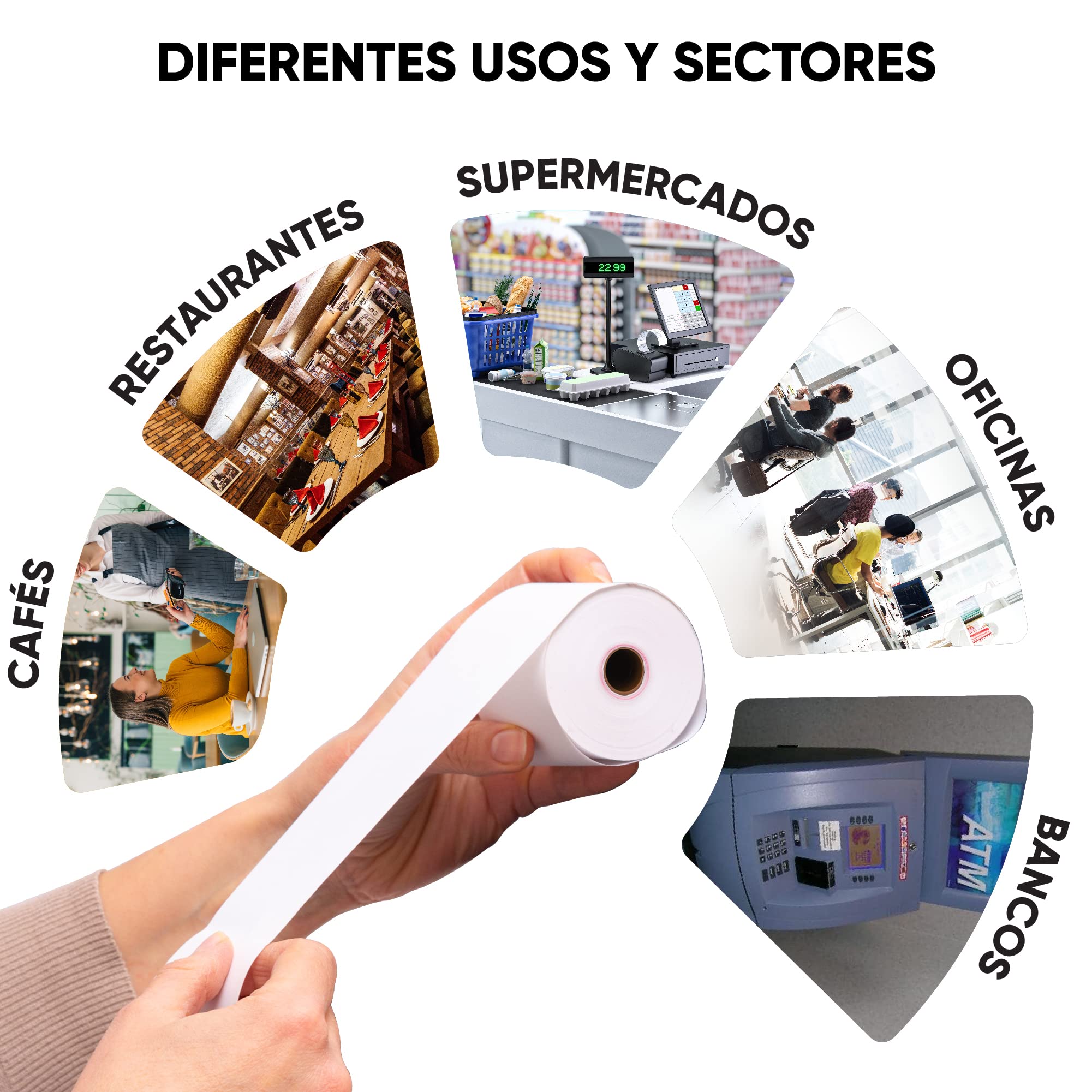 Pack Comandero Hostelería 10x15 cm 30 Talonarios 2 Hojas 36 Rollos 80x80x12 | Incluye blocs numerados con original y copia autocopiante papel para impresoras TPV cajas registradoras bares restaurantes