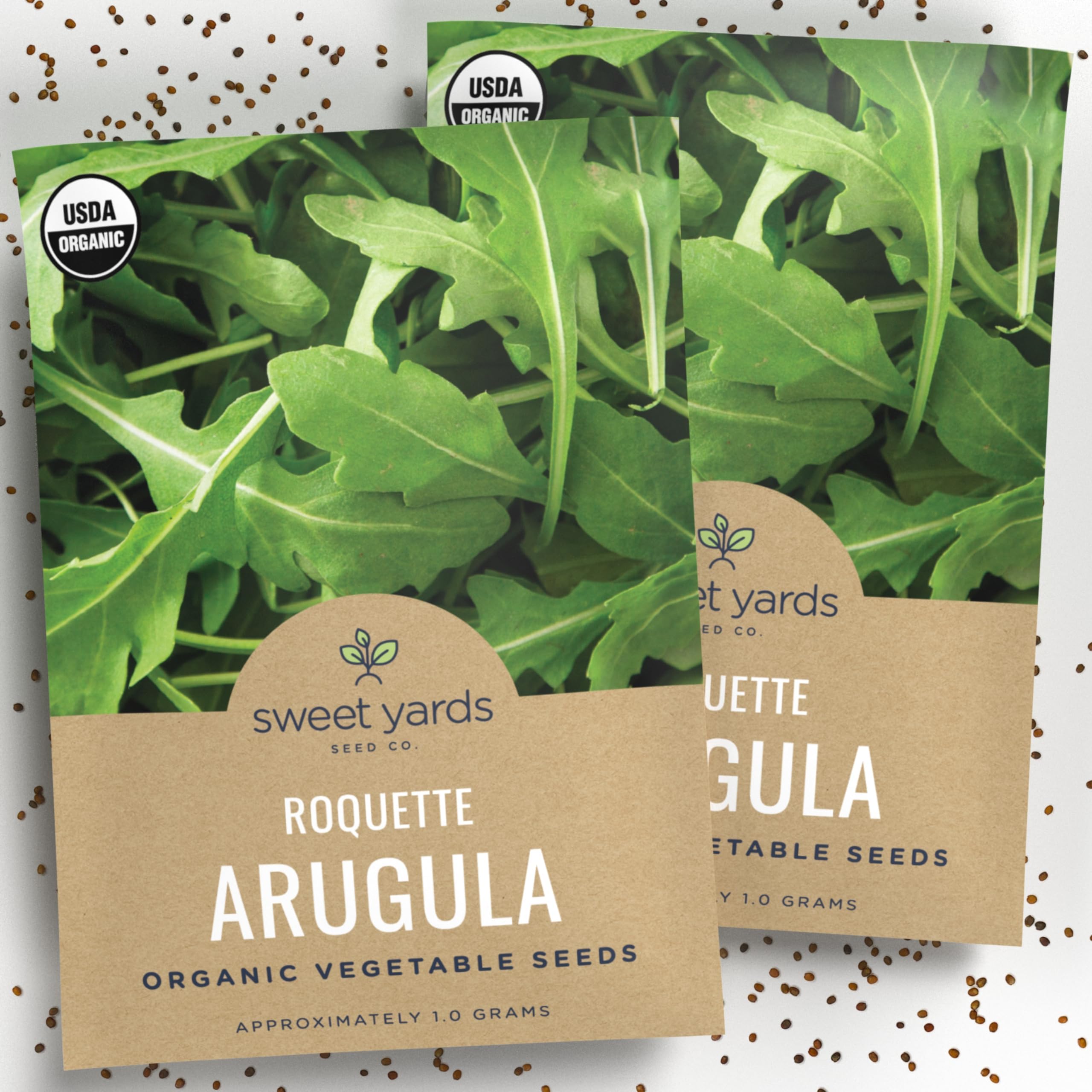 Organic Arugula Seeds - 2 Seed Packets! - Over 1,100 Open Pollinated Non-GMO USDA Organic Seeds