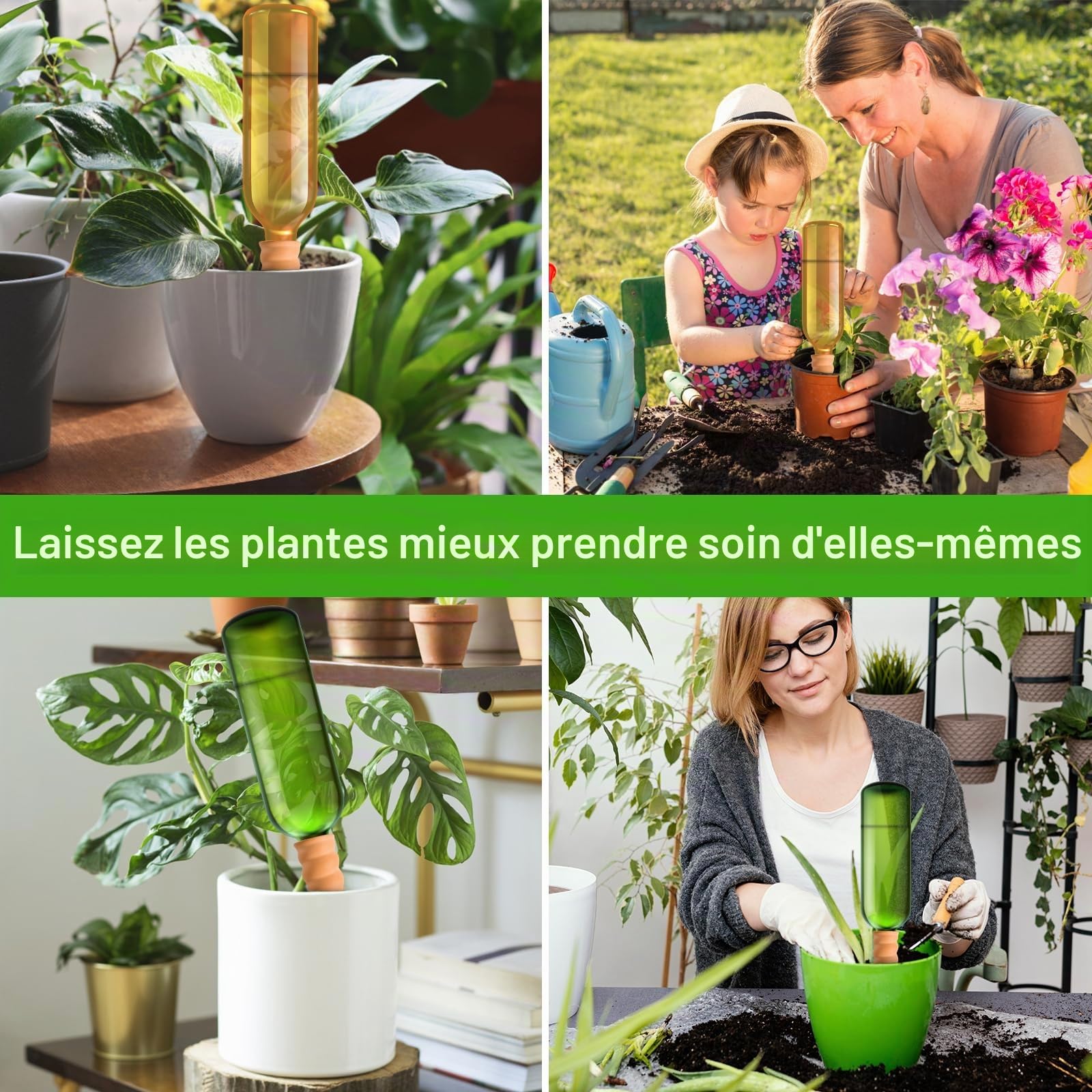 Lot de 8 Cône en Argile d’arrosage, Arrosage en Terre Cuite,Système d'Irrigation Naturel, arrosage Automatique pour Jardin Plantes d'intérieur.jardinières et Plantes en Pot, Terre Cuite,Marro.