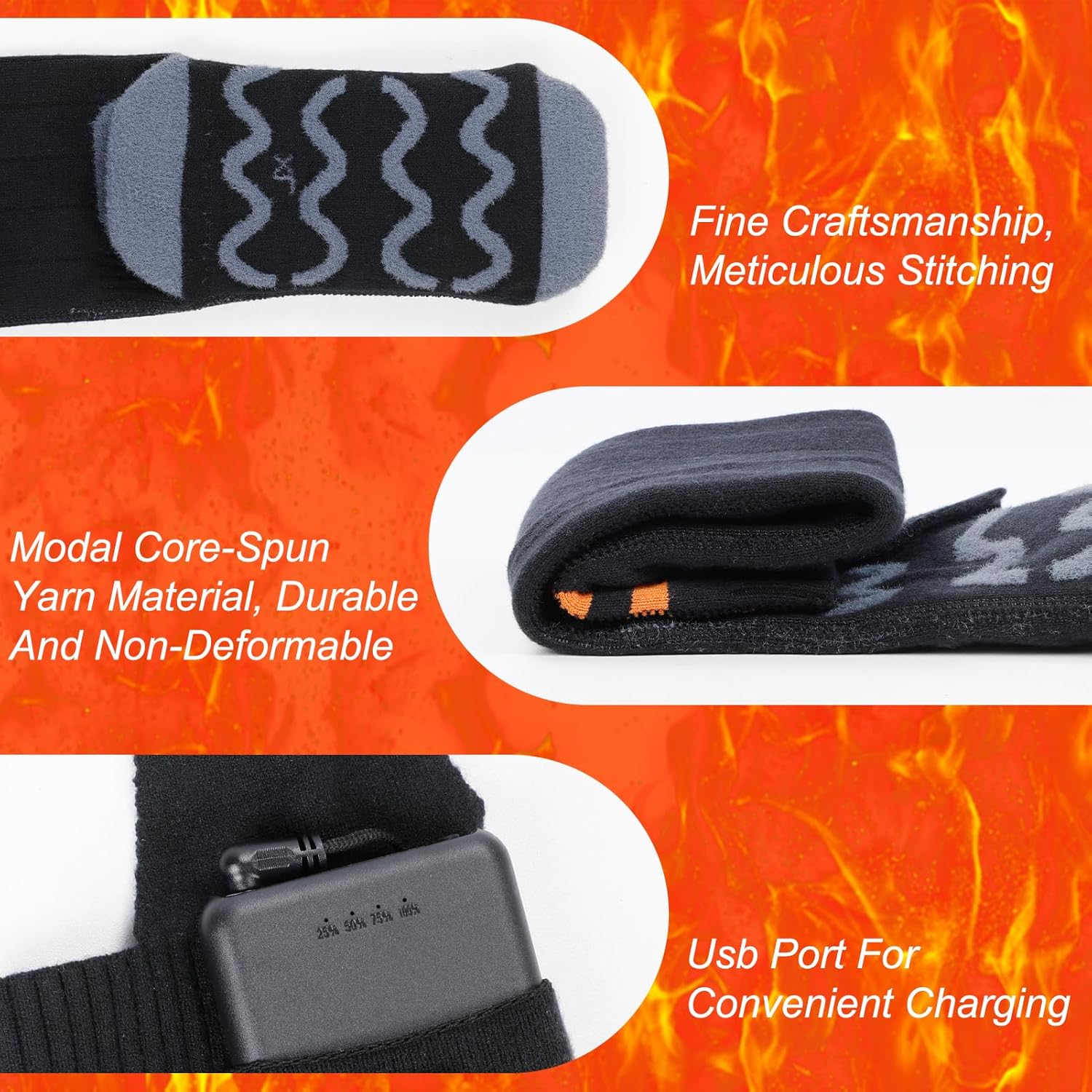 Pilipane Heated Socks demonstrating the four heat levels