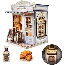 DIY Miniature House Kit, Mini Dollhouse Kit with LED for Beginners Adults, Book Nook Model Building Craft Diorama Kits Ideal Christmas Birthday Bakery Shop