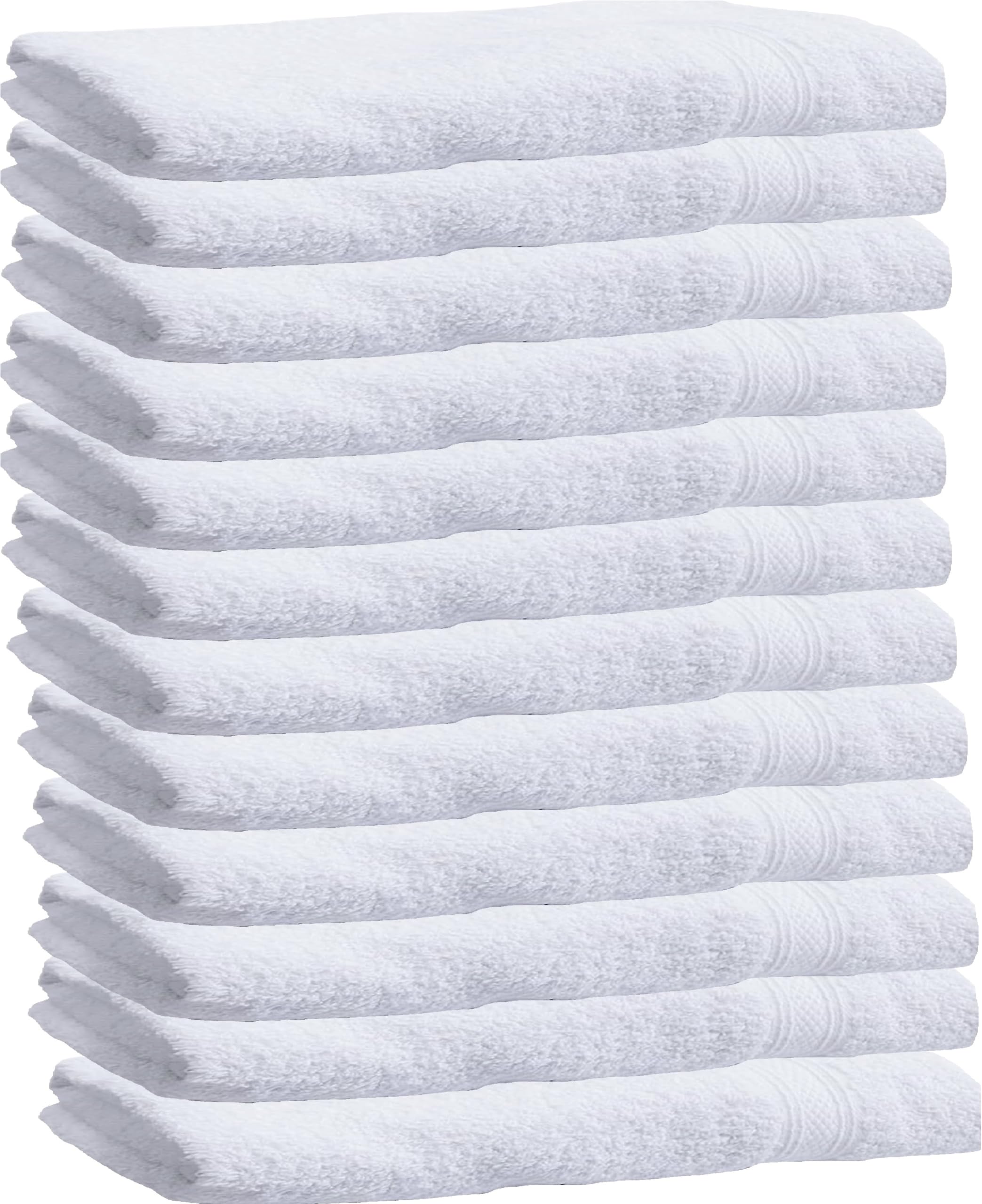 Towels N More Lot de 12 Serviettes 100% Coton 16 x 27 cm 16"x27" Blanc
